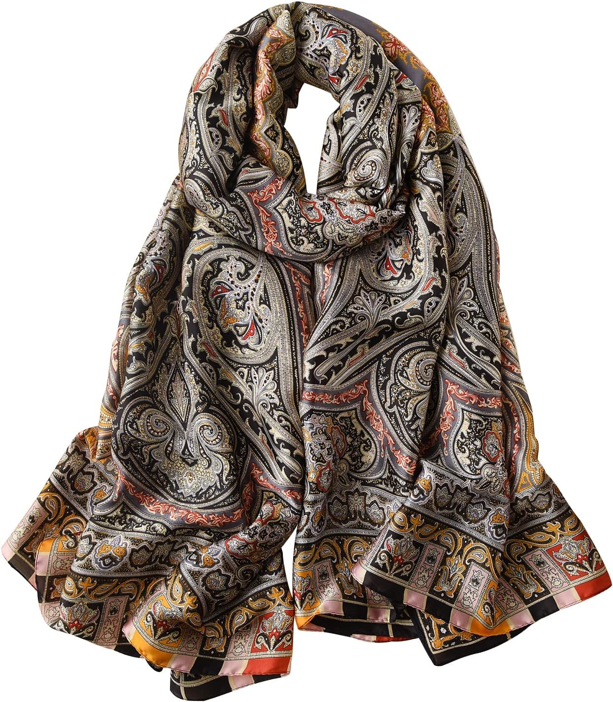 Womens 100% Large Mulberry Silk Scarf Long Satin Scarf Fashion Lightweight Wraps