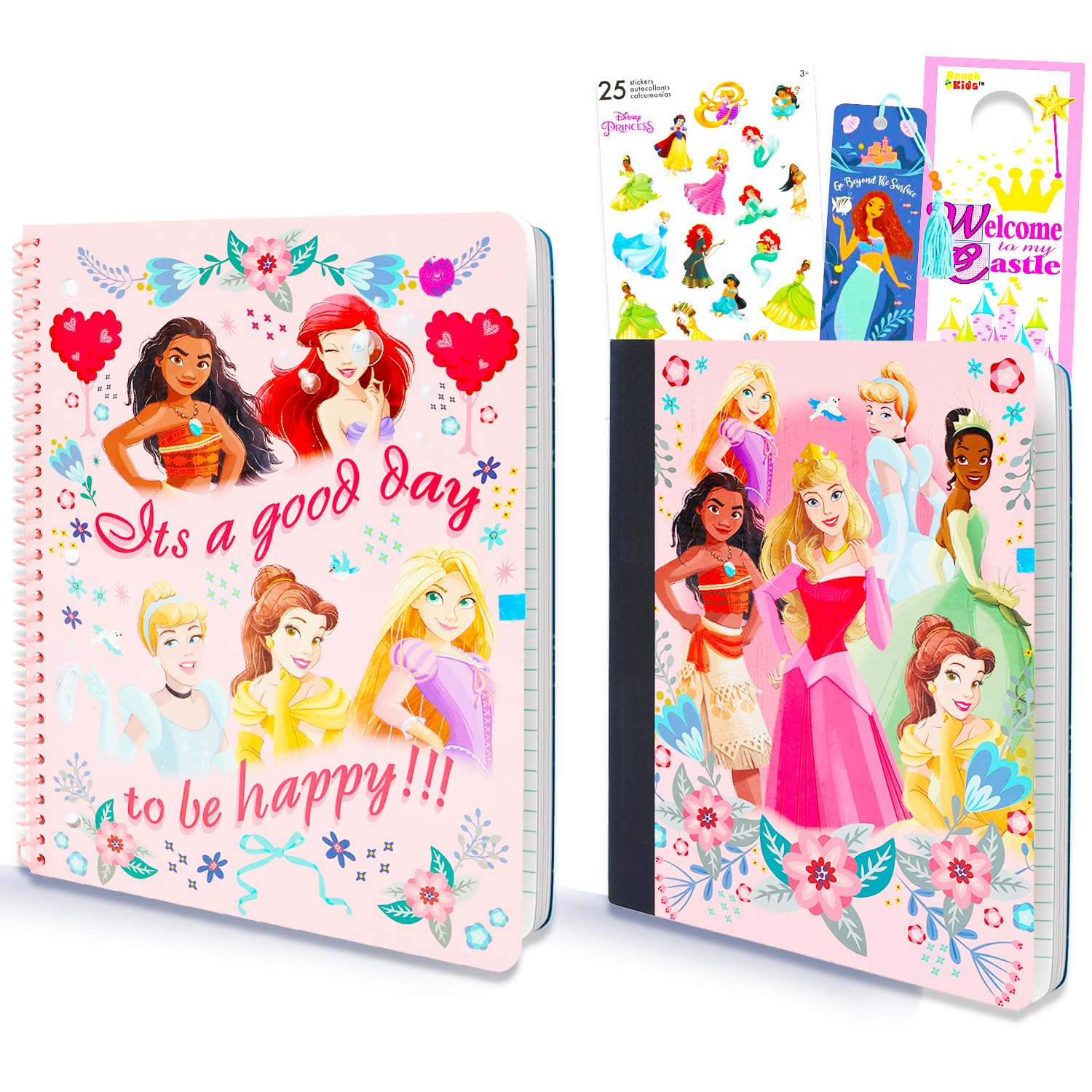 Disney Princess School Supplies Pack for Kids - Bundle Princess Composition Notebook, Spiral Notebook, Stickers, More | Disney Princess School Supplies for Girls