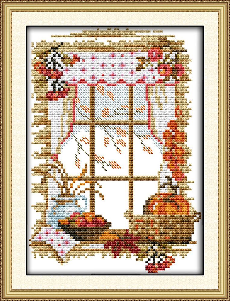 CaptainCrafts Counted Cross Stitch Kits for Adults Autumn Pattern Art Decor