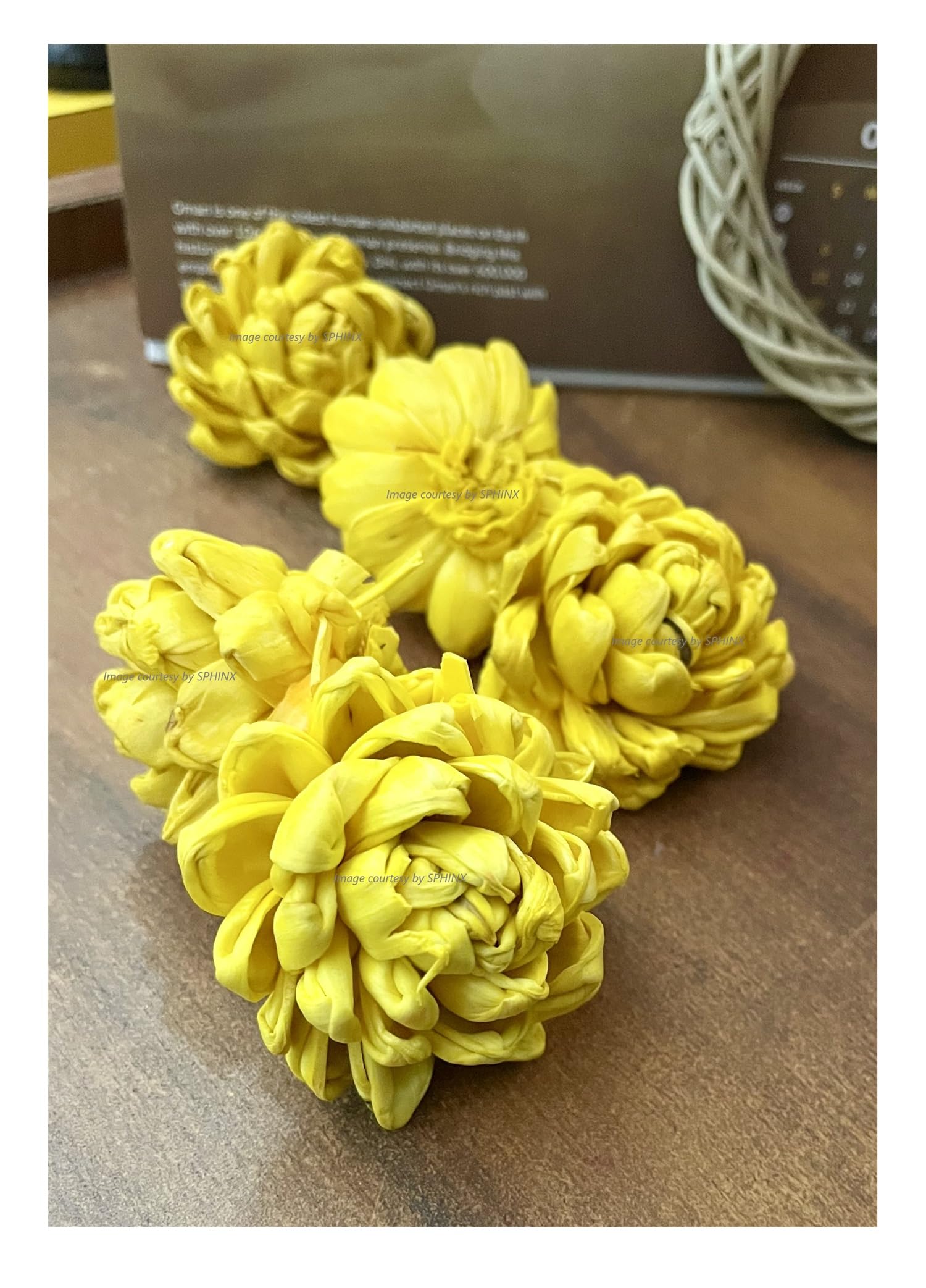 SPHINX Sola Bloomed Lotus Flowers for Decorations, Gift Packing, D-I-Y Art and Crafts, Garland Making Festive Decor Pooja Decor Table Decorations- (Yellow Approx 4 cms, 5 Pieces)