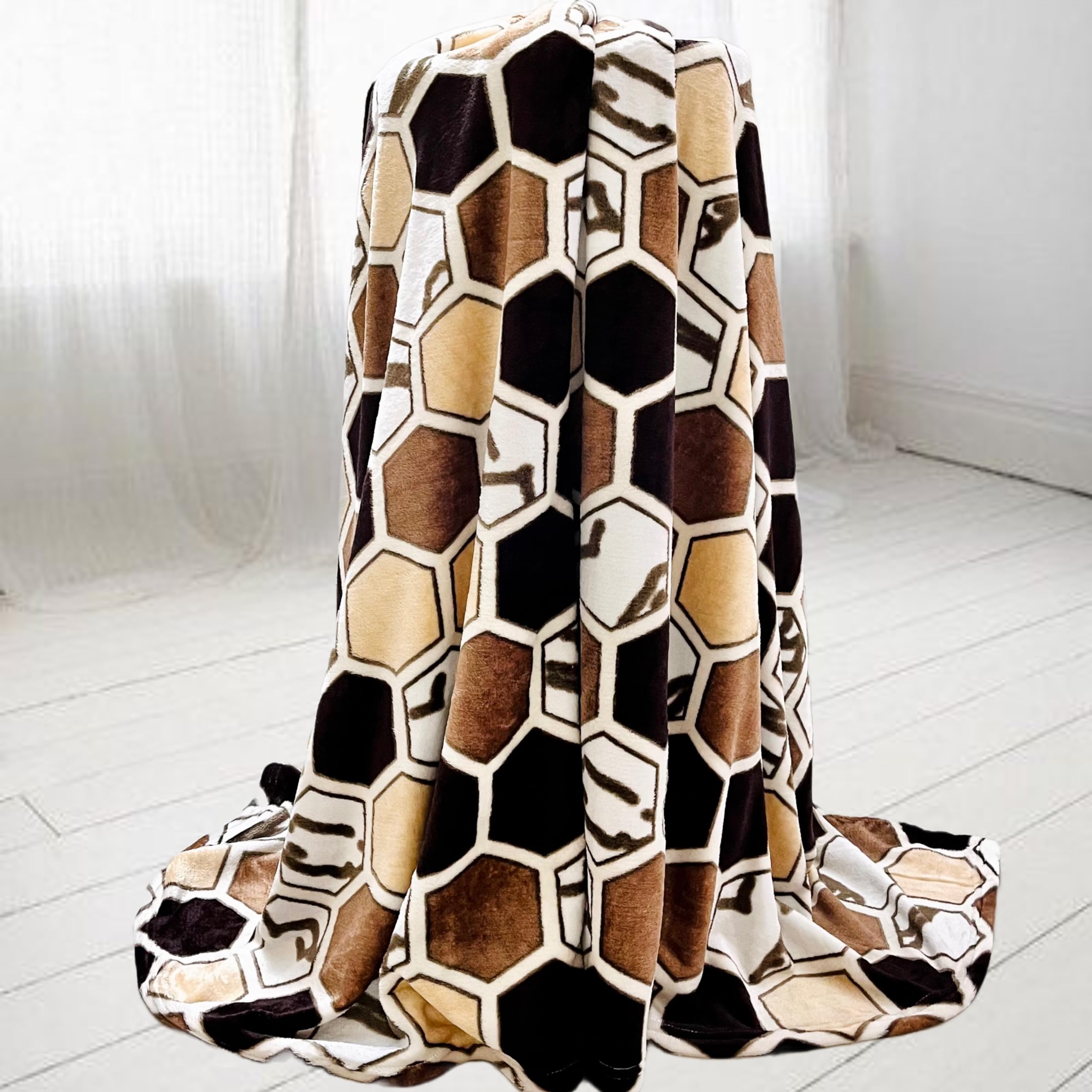 Harsh Foundation India™ HFI Ultra Silky Double Bed Blanket/Winter Bedsheet, True 240 GSM, Warm Lightweight Velvety Soft Flannel for Mild Winters, AC Room, Travel, Throws (Brown Honeycomb, Double Bed) (B0CKV9LJXD) Amazon Price History, Amazon Price Tracker
