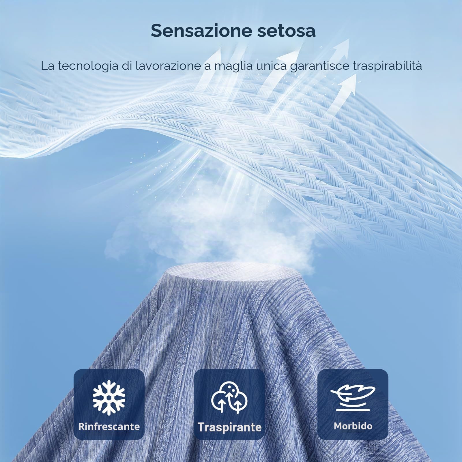 OMERAI Coperta Refrigerante 2 Lati, 130X150CM Coperta Rinfrescante Letto per l'estate Q-Max>0.45 Super Morbido Traspirante Cooling Blanket Blu
