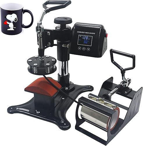 Miniatura 4 de RoyalPress - Prensa de calor 5 en 1 para transferencia de calor por sublimación a color, LED, de 30 - 38 cm, rotación de 360 grados, multifunción,