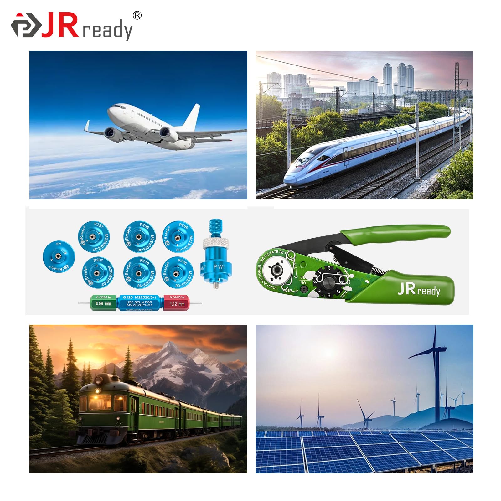 JRready ST2181 NEW-AS2G M22520/2-01 Eindrück-Crimper-Kit mit 8 Positionierern und G125 Messgerät für Massivkontakte von Miniatursteckern in elektronischen Systemen 20-32AWG