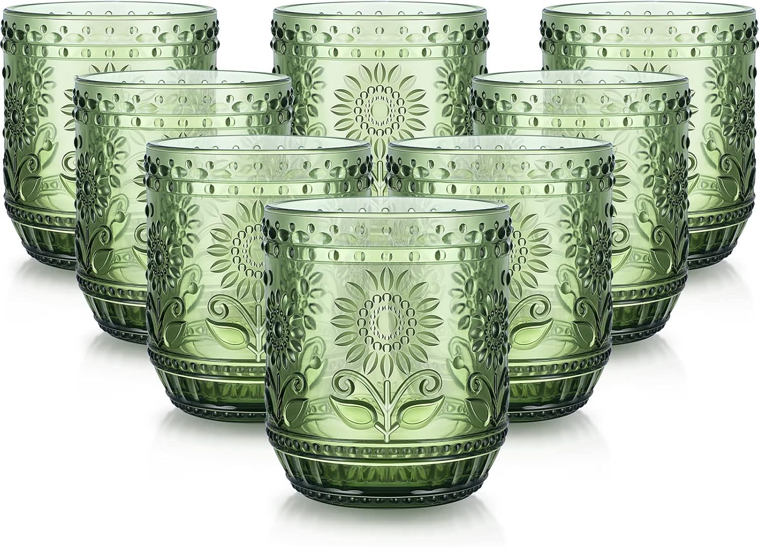 8 Pcs 12oz Vintage Glassware Set Romantic Drinking Glasses