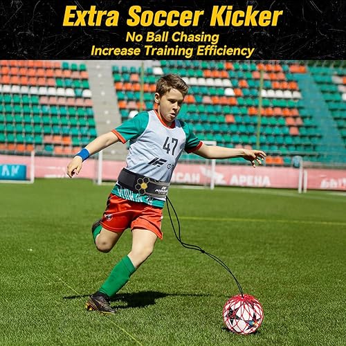 Miniatura 5 de PodiuMax Tapete de entrenamiento de fútbol, tapete de entrenamiento de fútbol con 1 entrenador de espalda para niños, antideslizante y silencioso