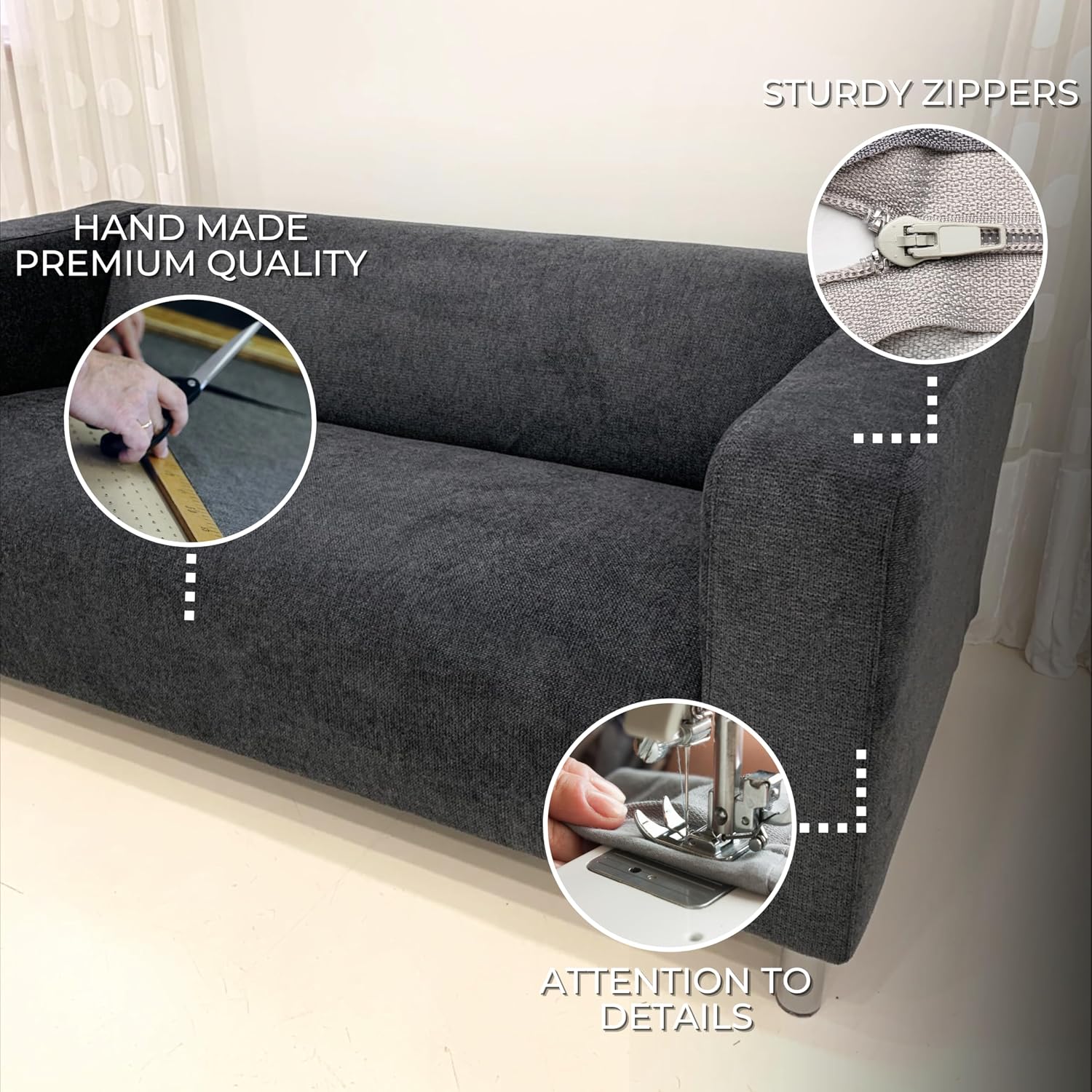 comfortly Cover for Klippan 2 Seat Sofa, Replacement Slipcover, Heavy Duty 1 pcs Cover, Soft Durable Washable Fabric, Easy to Clean & Replace (Crown - Amber)