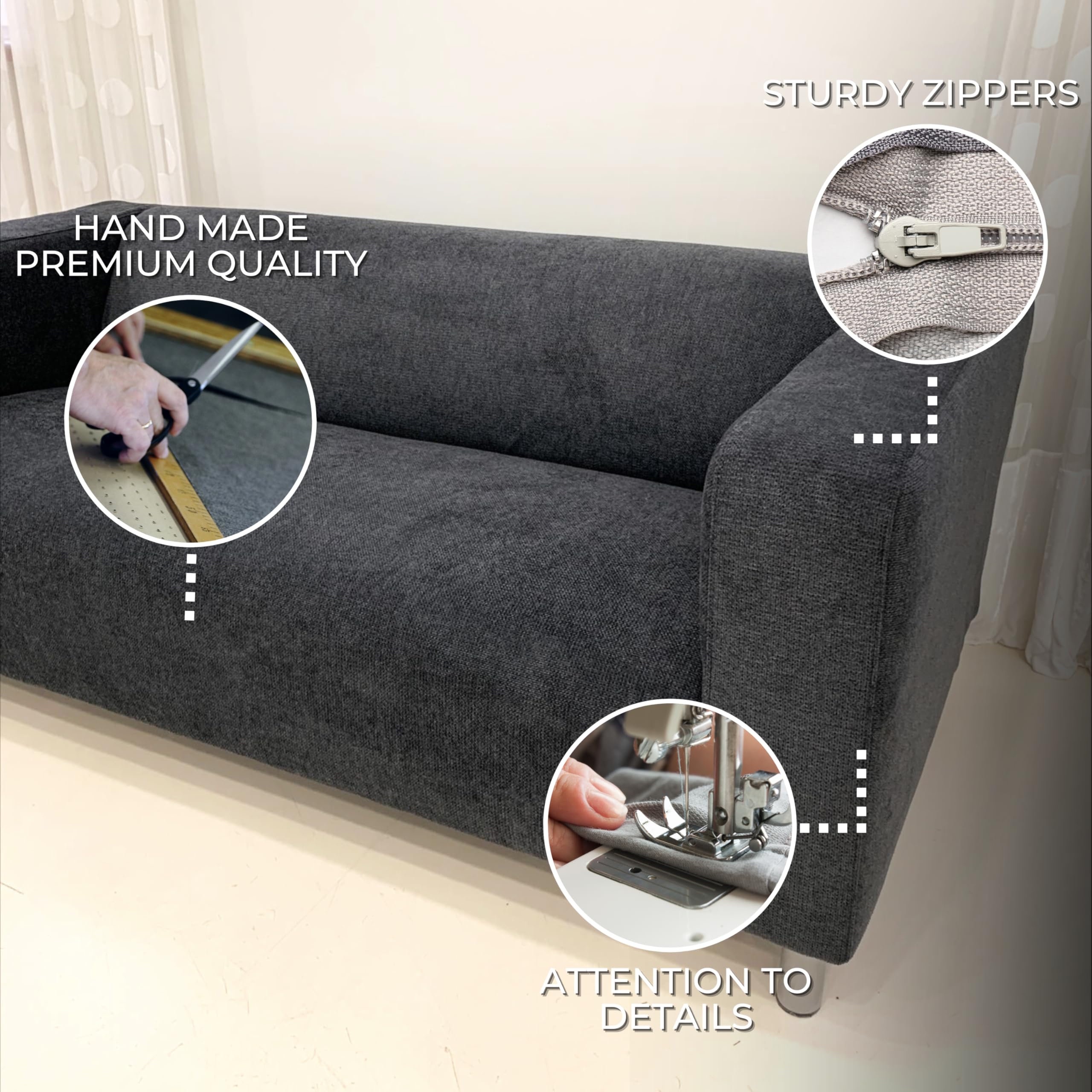 comfortly Bezug für Klippan 2-Sitzer-Sofa, Ersatz-Schonbezug, strapazierfähig, 1 Stück, weicher, strapazierfähiger, waschbarer Stoff, leicht zu reinigen und zu ersetzen (Krone – Antilope)