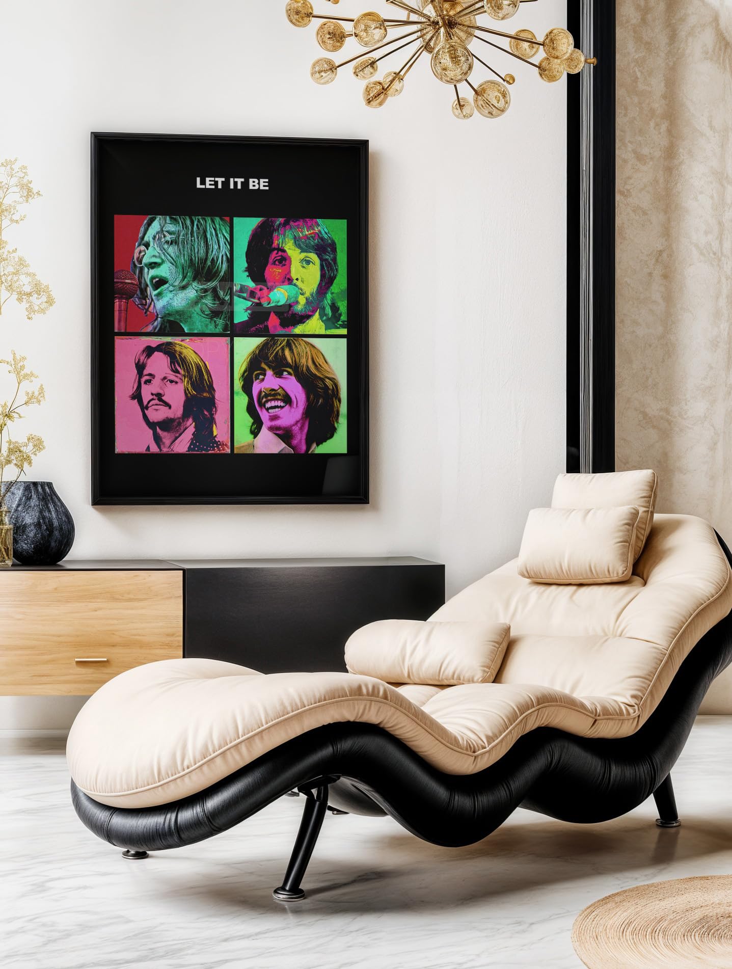 Tomaok - Plakat z nadrukiem artystycznym (ramka nie jest dołączona) The Beatles według Andy'ego Warhola, album LET IT BE, dekoracja ścienna - Muzyka pop rock