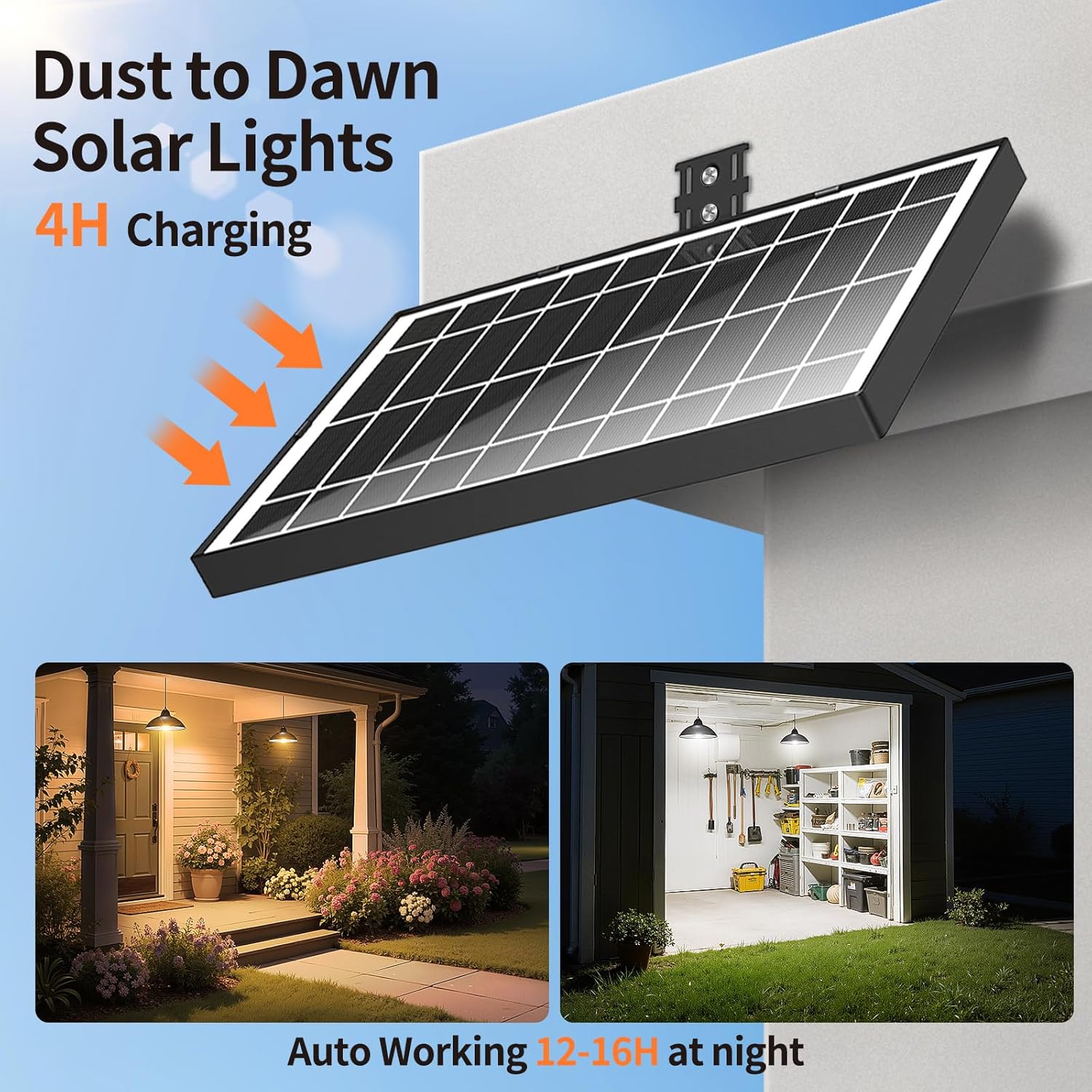 intelamp Solar Shed Light Indoor Outdoor Waterproof, 2-Head Pendant Light with Remote Control, 3 Colors, Warm White Solar Powered Dusk to Dawn, for Garden GaboBarn Chicken Coop