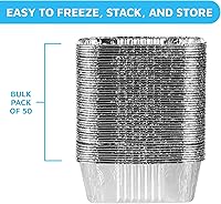 Vista 7 de MontoPack Sartenes desechables de aluminio para pan Tamaño estándar profundo de 15.2 x 8.9 cm, recipientes de papel de aluminio extra grueso