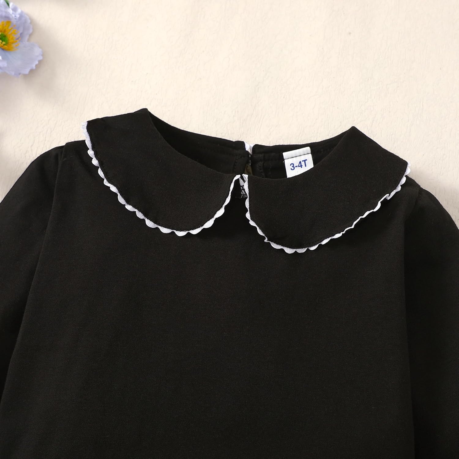 1-12Y Baby Ruffle Blouse Toddler Girl Peter Pan Lace Collar T-Shirts Kids Solid Color Long Sleeve Tee Casual Top - Image 5