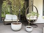 Pot rond de planteur de résine pour arbres Grande fleur – Pot de plante léger avec finition en béton texturé pierre, résistant aux intempéries décoratif extérieur & Intérieur (21.7")