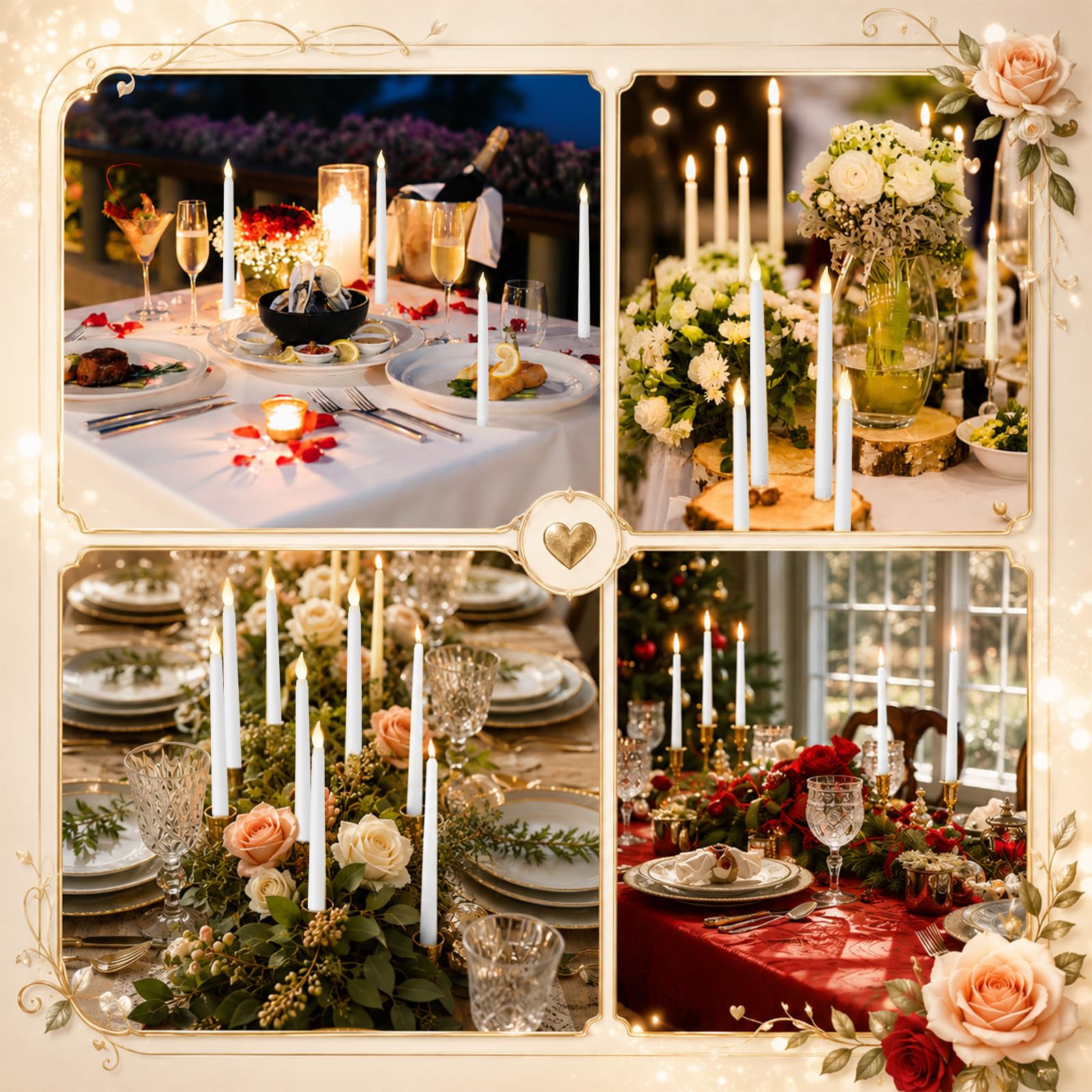 Baquler 200 candele coniche senza fiamma, con telecomando e timer, funzionamento a batteria, 28 cm, candele LED tremolanti, luce calda, per matrimoni, vacanze, feste, decorazioni per la casa (bianco)