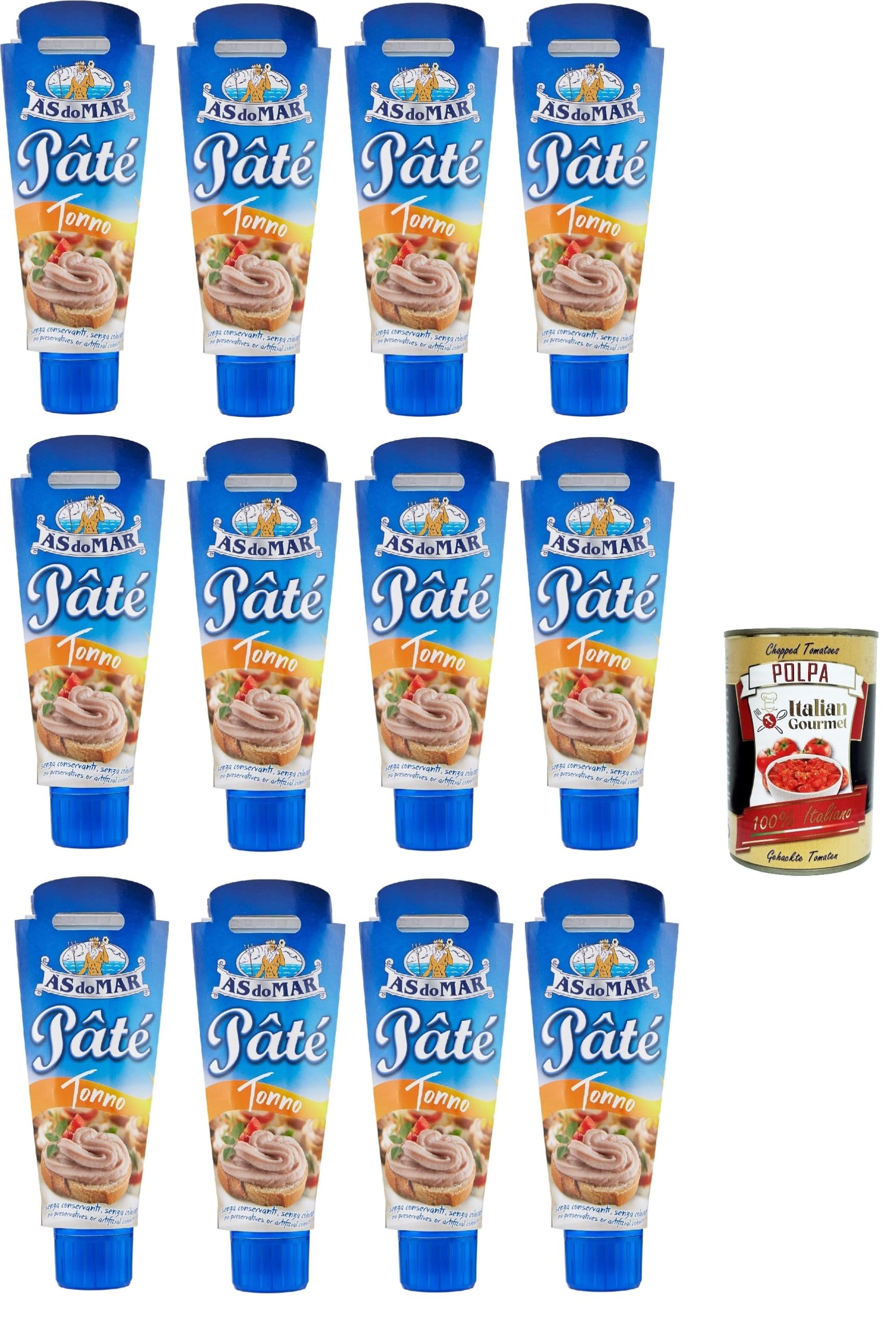 AS do MAR Patè Tonno Thunfischcreme 12x 100g Streichfähige + Italian Gourmet plpa 400g