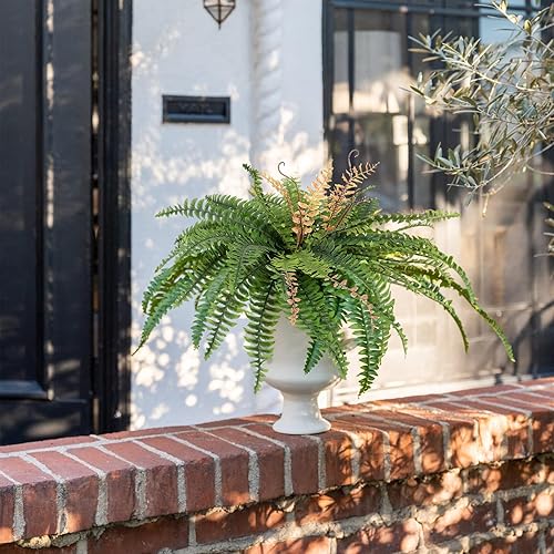 Miniatura 2 de Dremisland Helechos artificiales para exteriores, juego de 2 ramos de flores de 36 pulgadas de diámetro, helechos falsos grandes, helechos