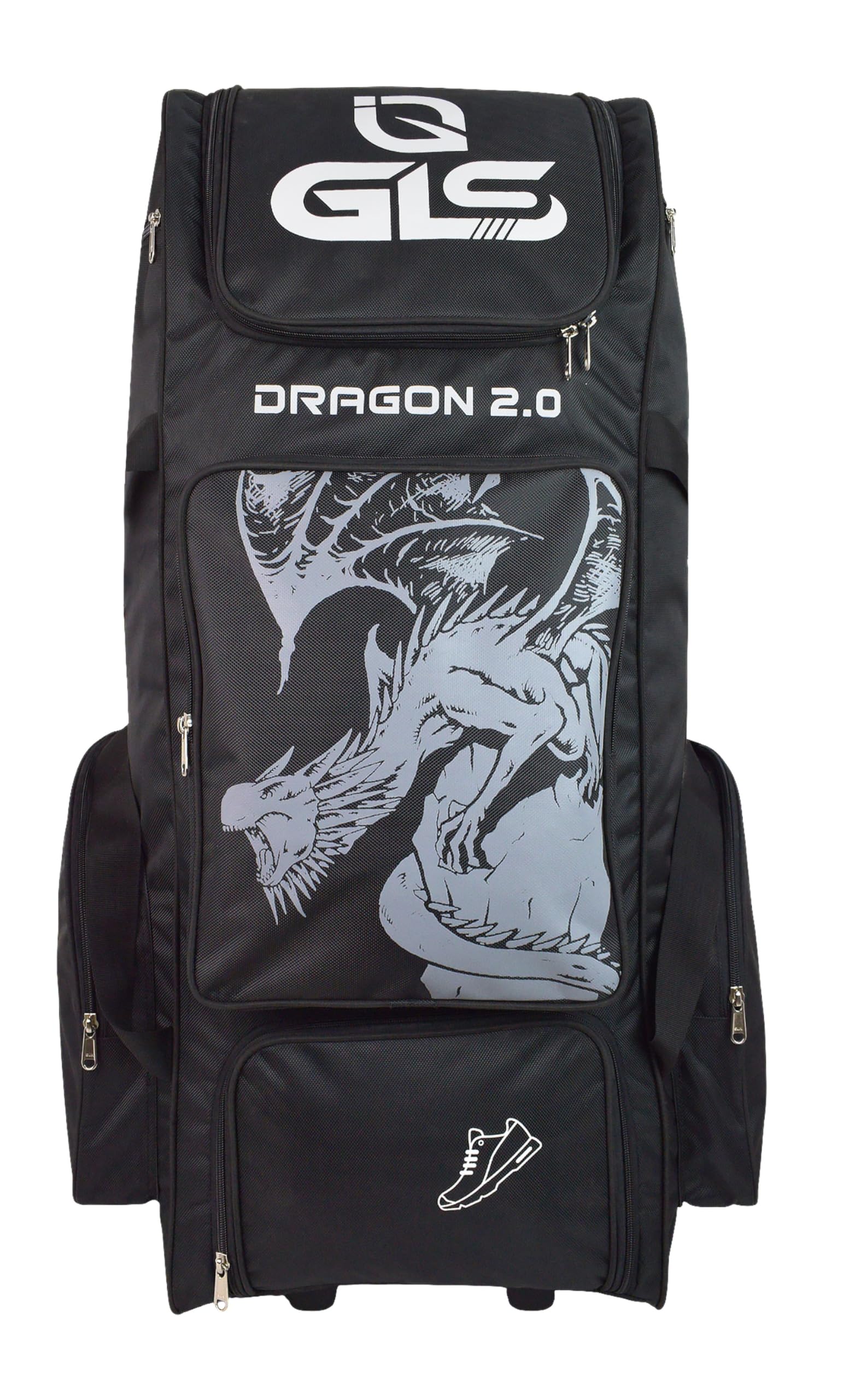 GLS Dragon 2.0 Duffle Cricket Bag with 4 Bat Sleeve and Shoe Compartment (Black, Backpack)