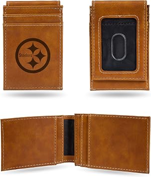Rico Industries NFL Laser Engraved Front Pocket Wallet, Pittsburgh Steelers