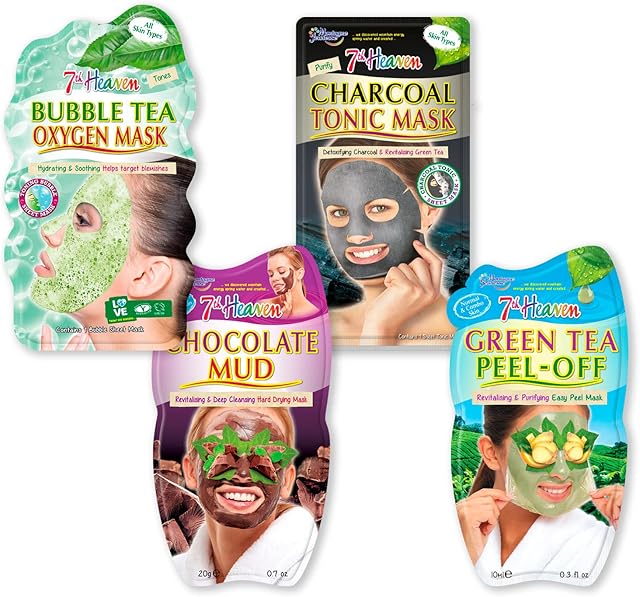 7th Heaven 'New Year, New You' Revitalising Essentials Skincare Bundle  Includes 4 Beauty Face Masks to Cleanse, Detoxify and Hydrate Skin