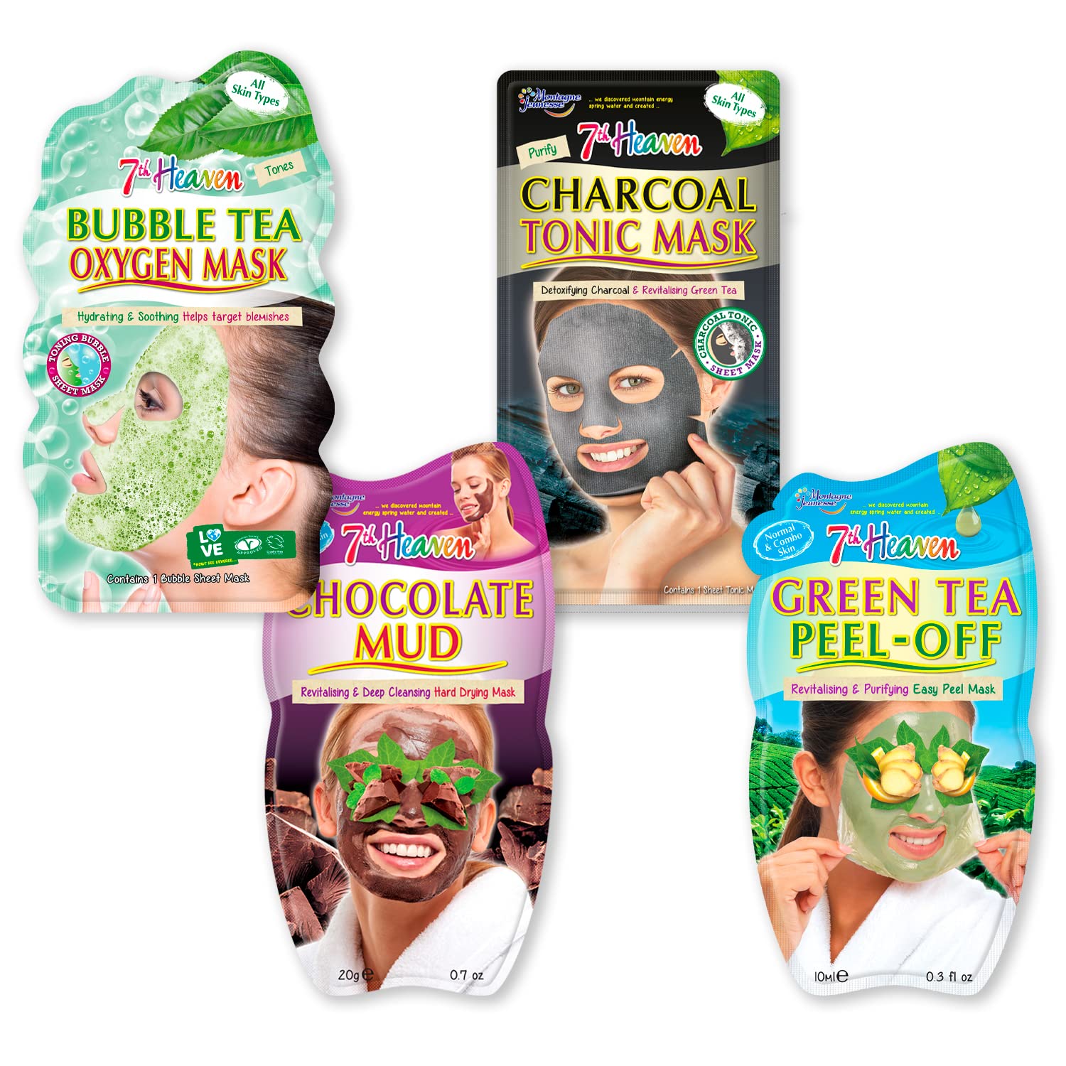 7th Heaven 'New Year, New You' Revitalising Essentials Skincare Bundle – Includes 4 Beauty Face Masks to Cleanse, Detoxify and Hydrate Skin