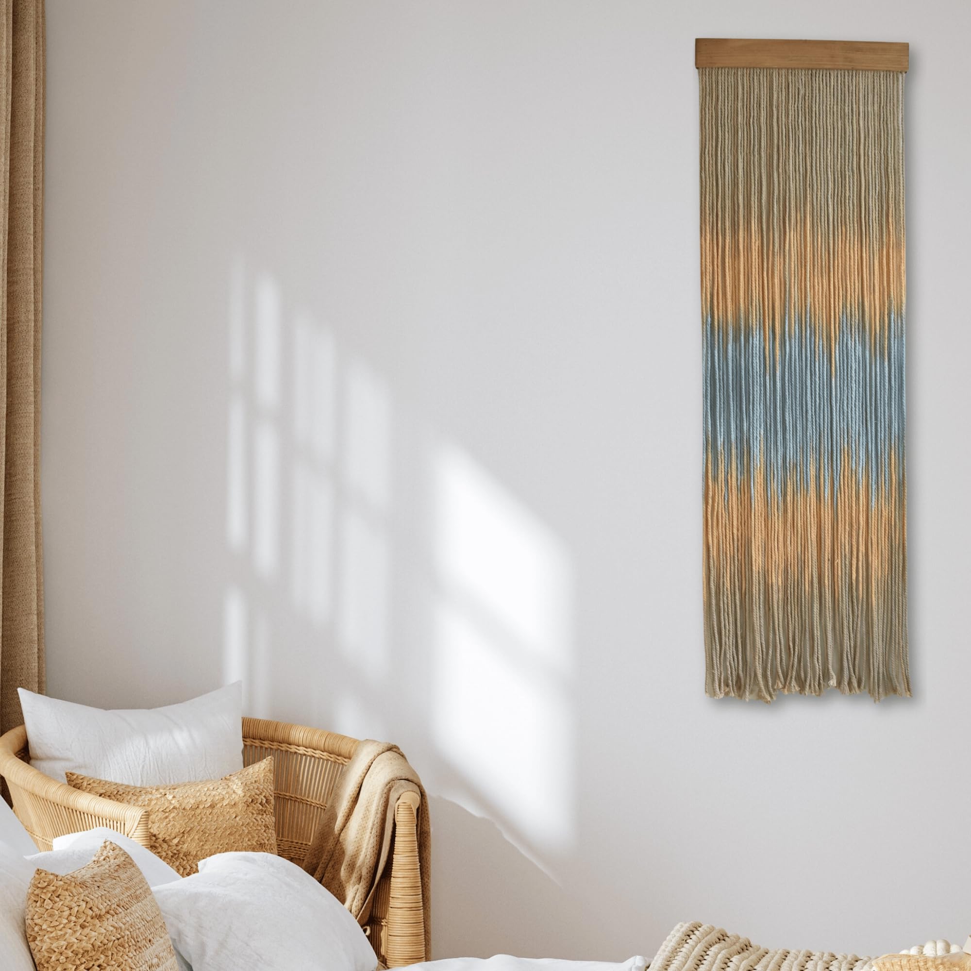 Arazzo Da Parete In Macramè Tie-Dye | Arte In Fibra Fatta A Mano Con Sfumature Blu | Decorazione Murale Boho Per Soggiorno E Camera Da Letto - 6