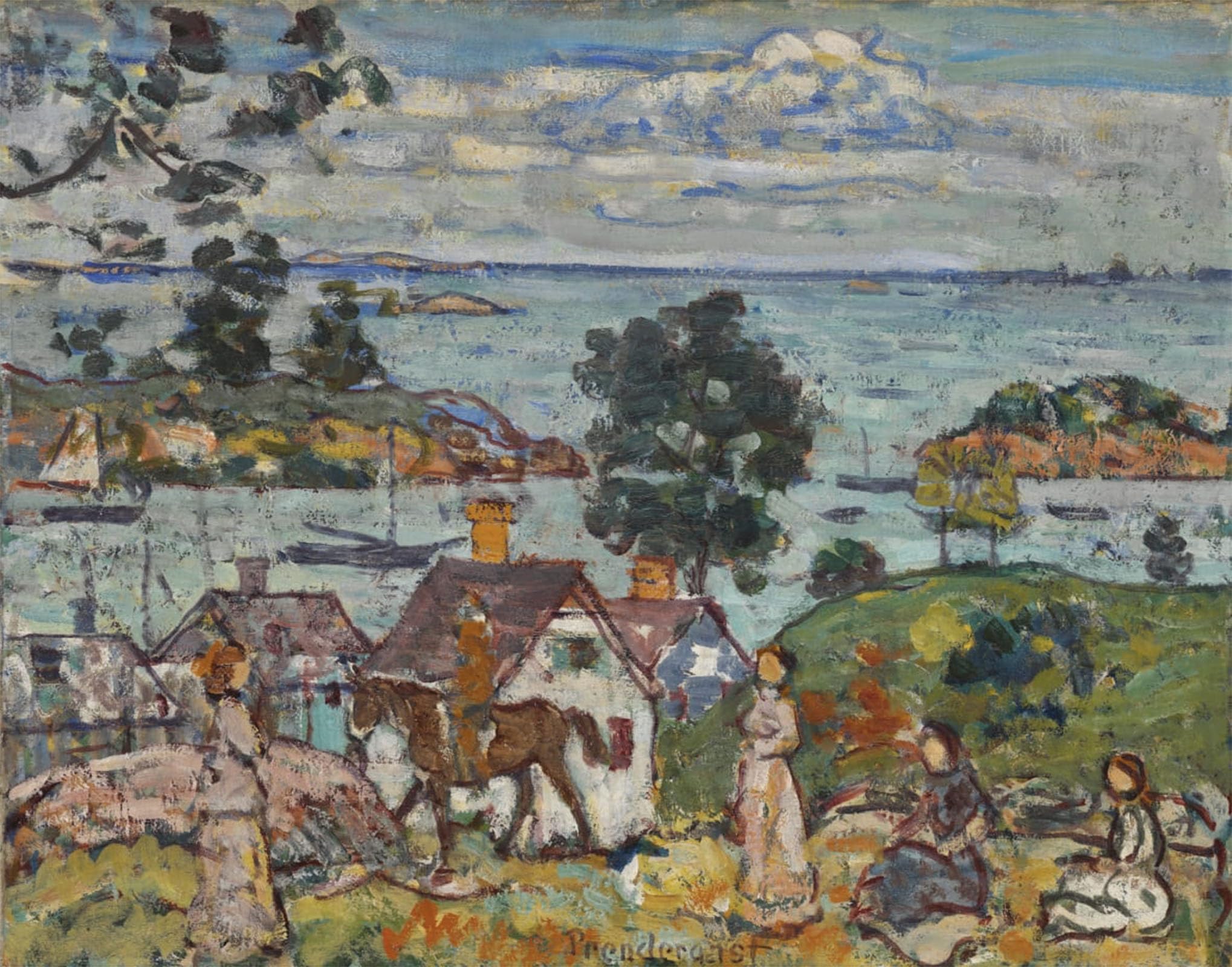 ARTXLXXBN Famous Print Painting Colorful Art Print Gloucester Harbor by Maurice Brazil Prendergast Canvas Art Decorations for Home Decor 60x90cm
