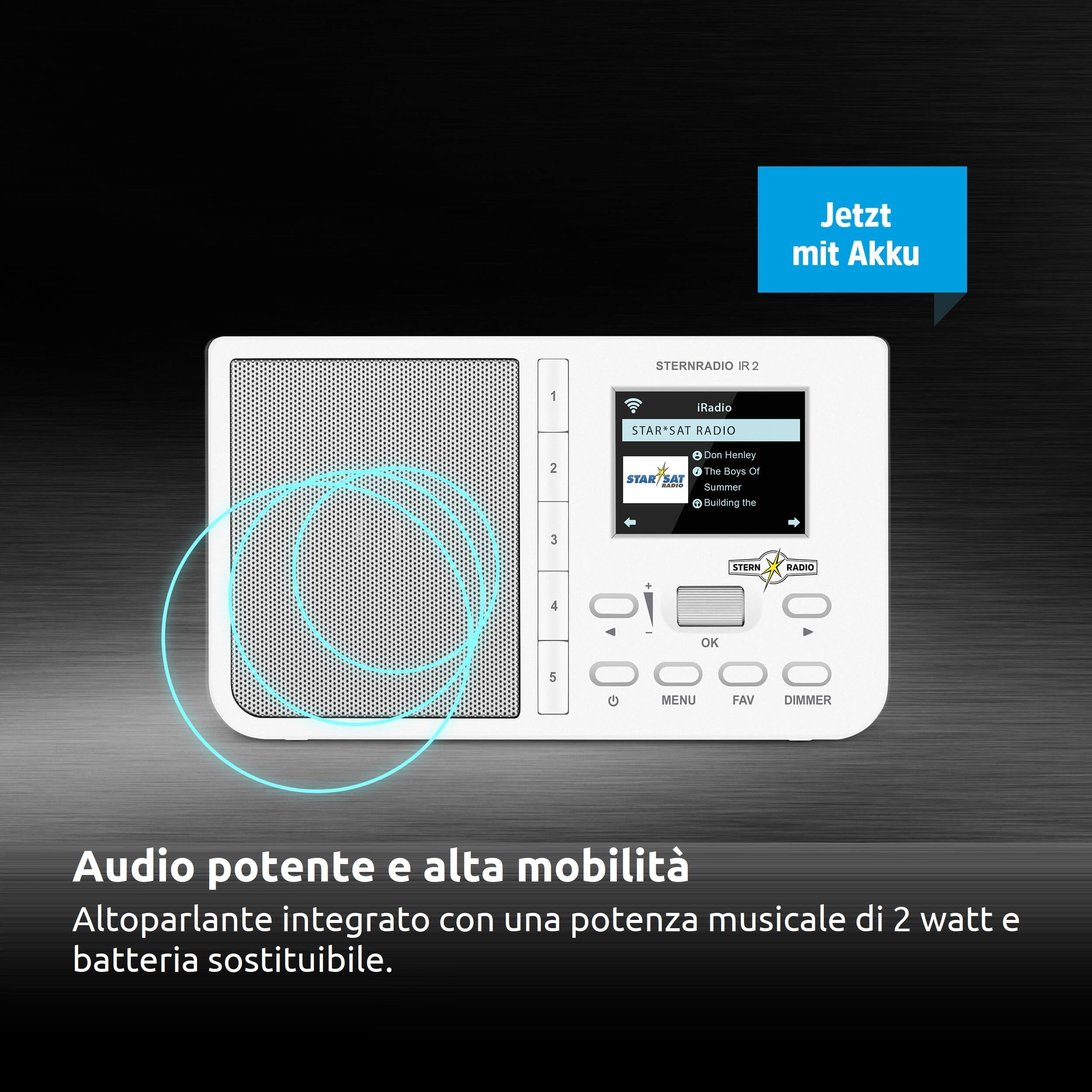 TechniSat STERNRADIO IR 2 - Radio Internet (WLAN, batteria sostituibile, display a colori, pulsanti di selezione diretta modificabili, stazioni radio per dormire, sveglia, timer, snooze, AUX, App)