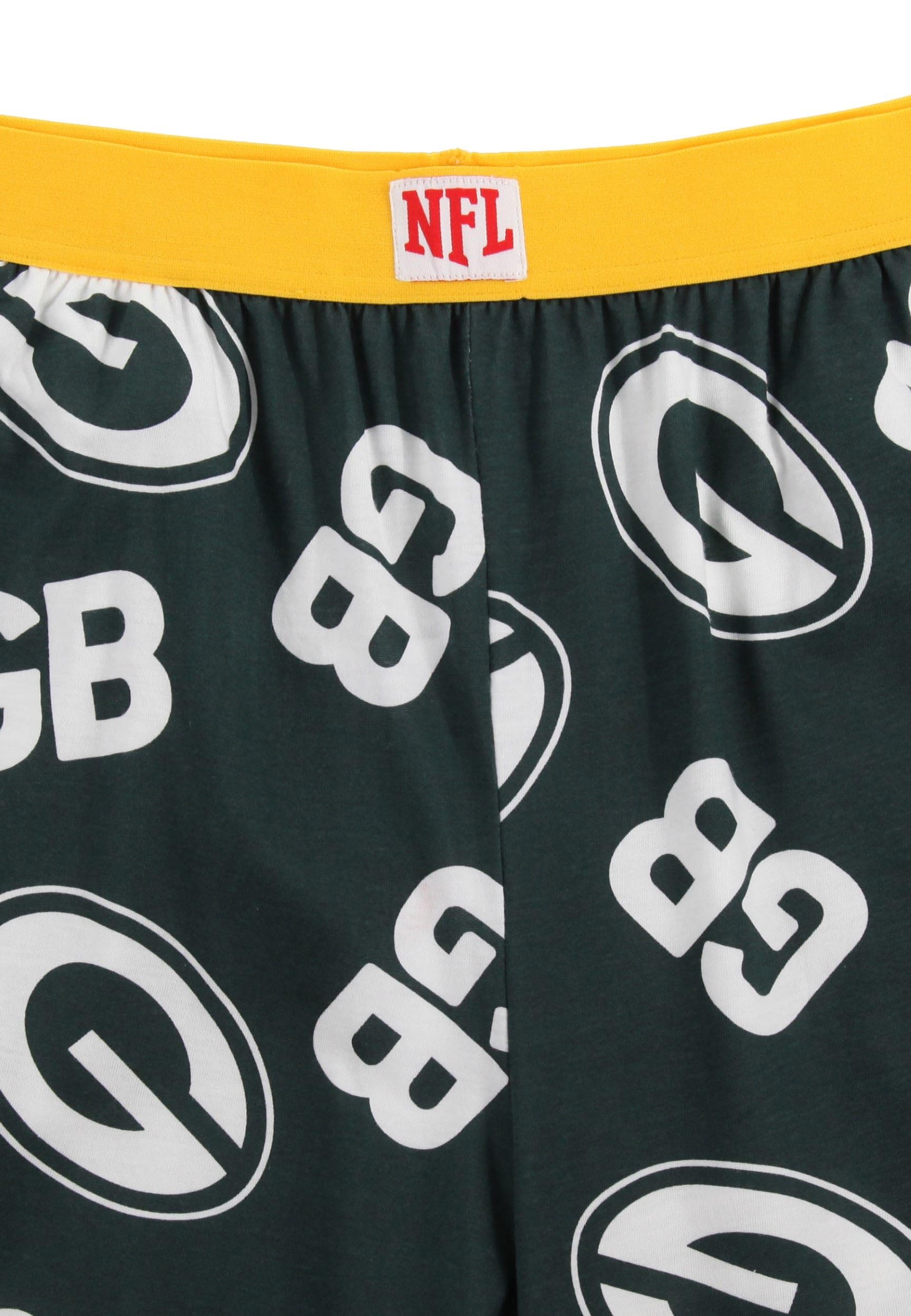 Recovered Pantalones de fútbol americano de la NFL, unisex, para adultos, con logotipo de Green Bay Packers, estampado completo, tela de algodón, pantalones de pijama para ropa de descanso, ropa de