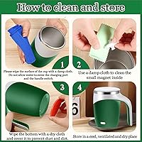 Vista 3 de Patelai 2 Piezas Taza de Café Autoagitable a Granel, Taza Autoagitable Recargable de 13.5oz Taza de Mezcla Automática de Viaje para Regalo