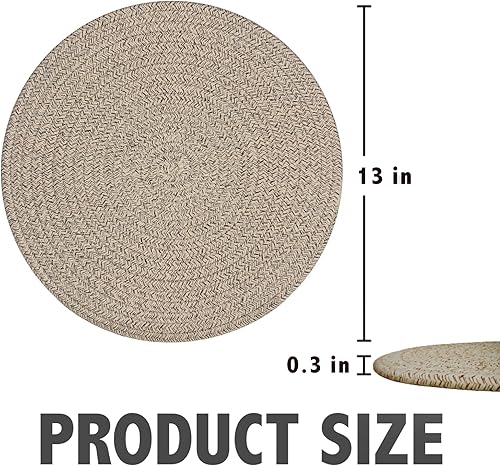 Miniatura 2 de Juego de 6 manteles individuales redondos tejidos con cuerda de algodón, almohadillas calientes para cocina, antideslizantes, resistentes al calor,