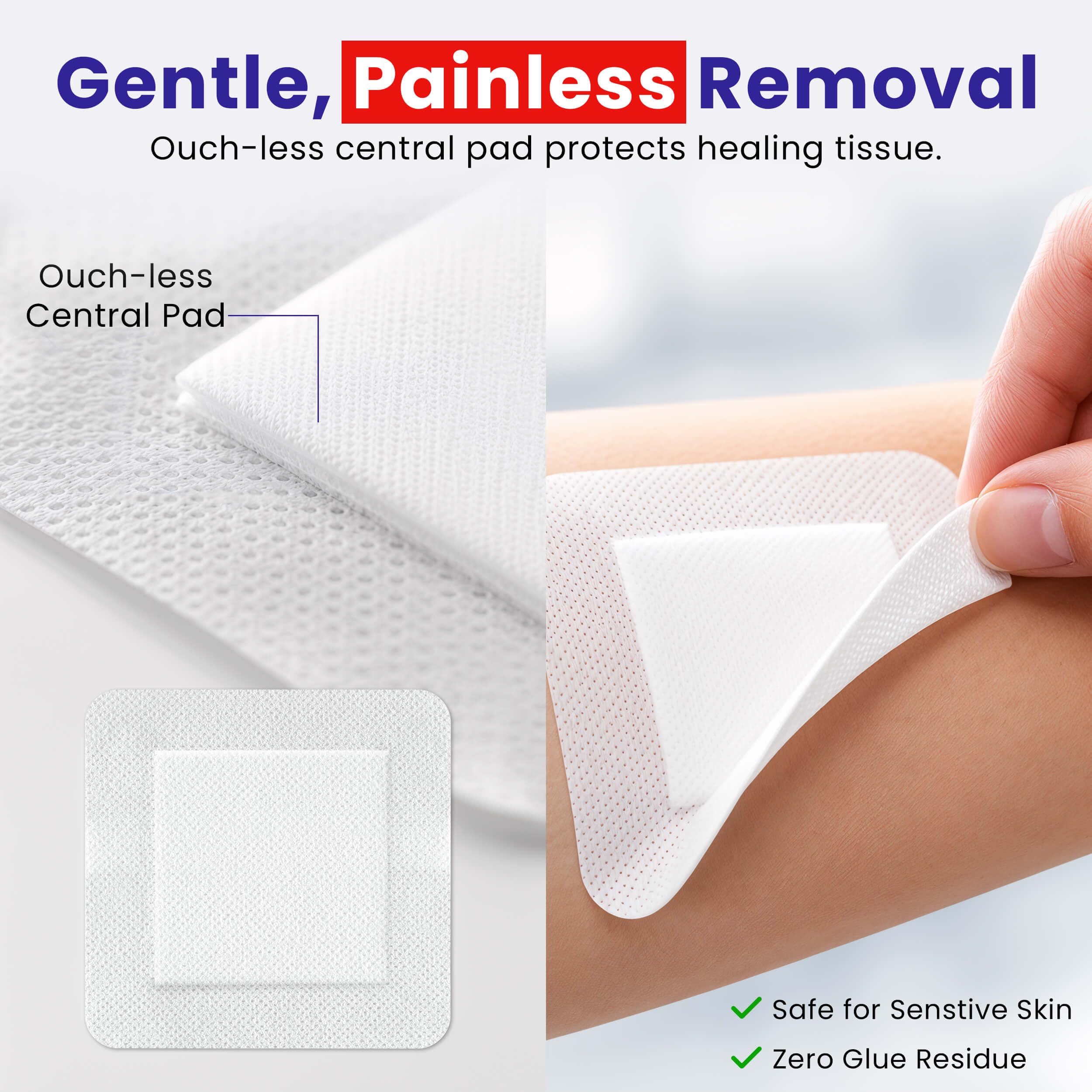 HEALQU Island Dressing - 4"x4", 30 Count - Bordered Gauze Sterile Individually Wrapped Gauze Pads, Water-Resistant, Non-Woven Backing - Soft and Breathable Wound Dressing for First Aid and Medical — Amazon image 5