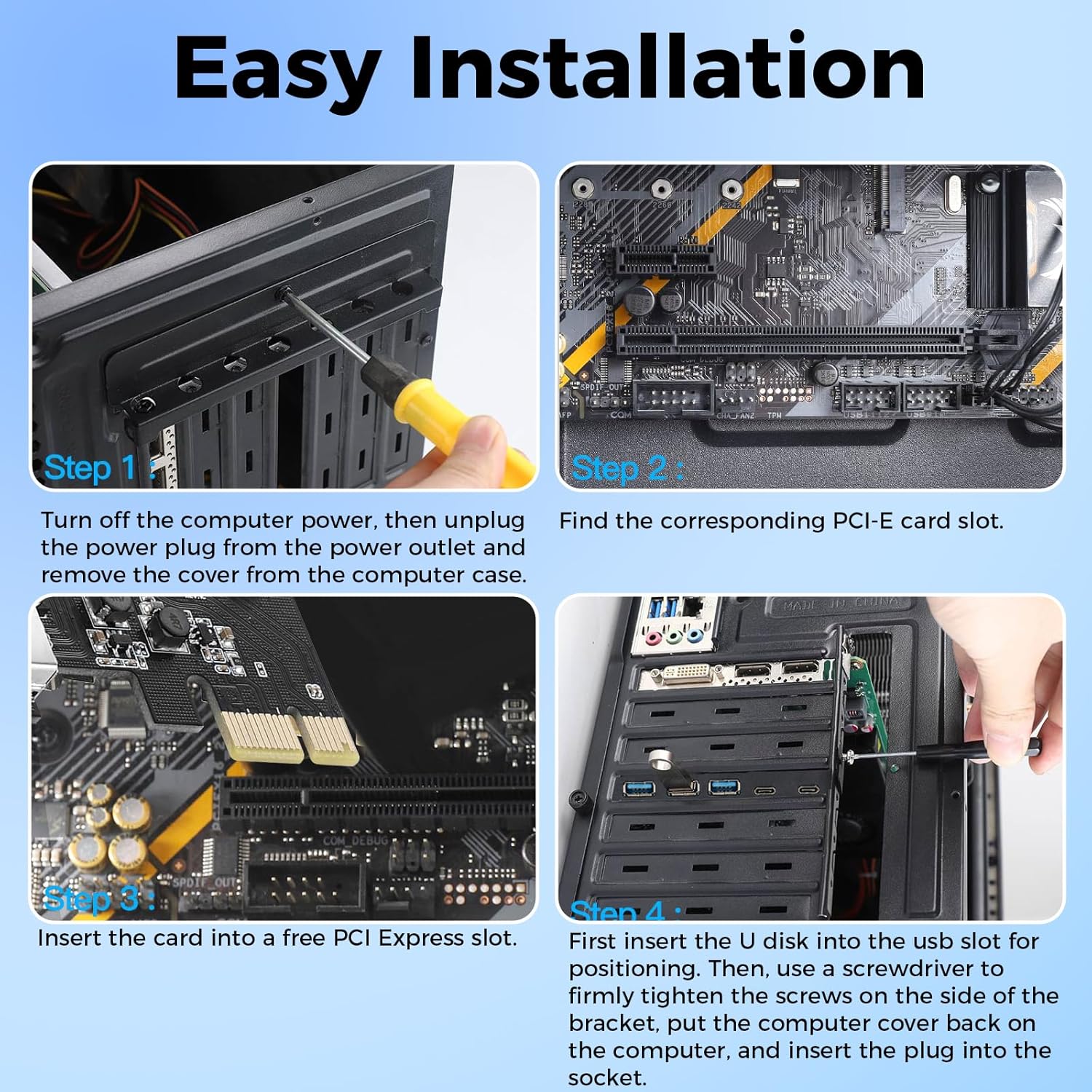 PCIE to USB 3.2 Gen 1 Extension Card, 5-Port 5 Gbps PCI Express Expansion Card 3 USB Type A&2 Type C Ports USB 3.0 Hub Controller Adapter Compatible with Windows 7/8/10/11/XP, with Linux