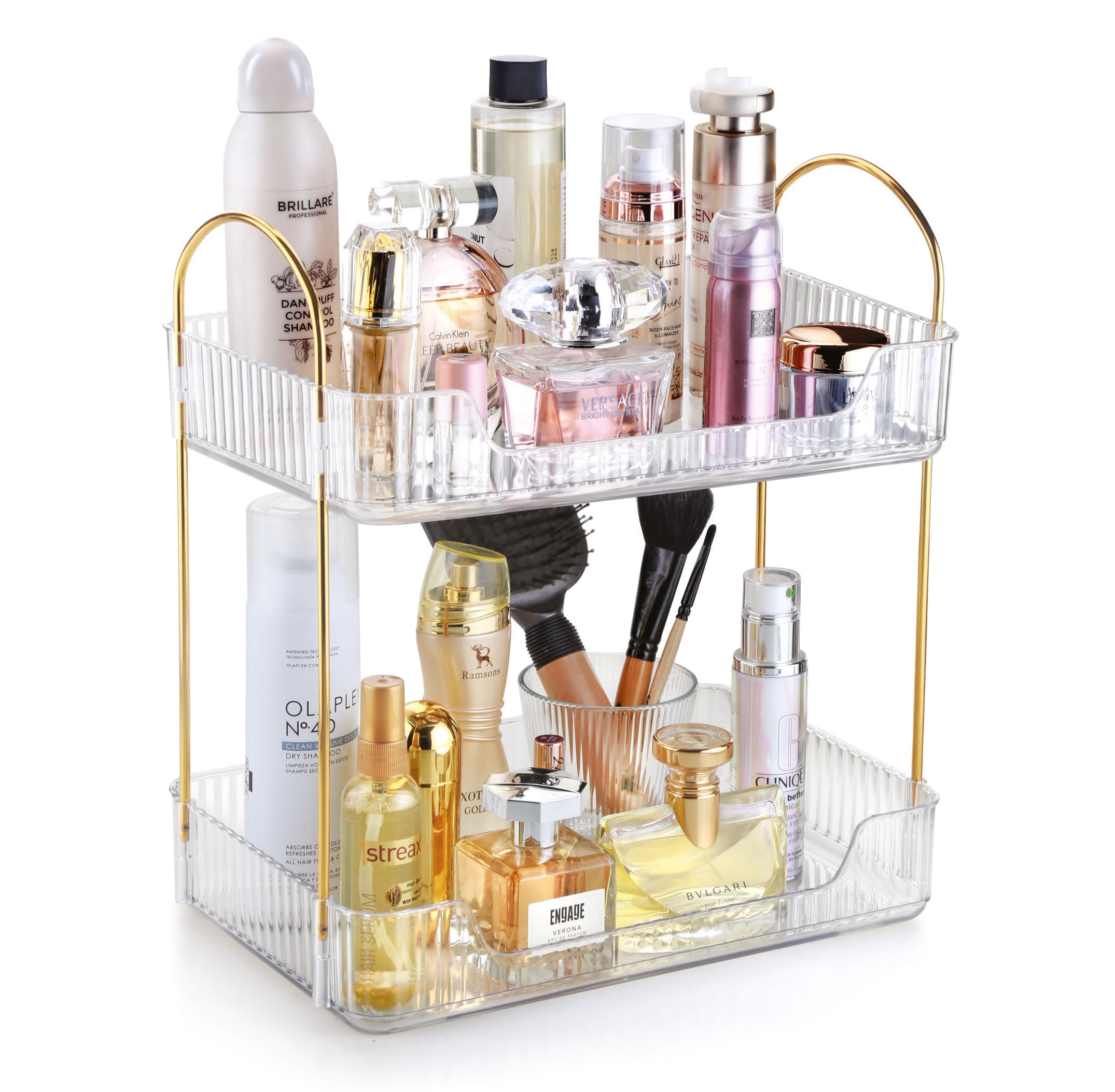 Nayasa Plastic Makeup Organizer Big | Two Tier Vanity Organizer | Make-up, Cosmetic, Jewellery, Skincare Storage Box | Multipurpose Storage Rack| Bathroom, Bedroom, Dressing Table | Clear-image-23