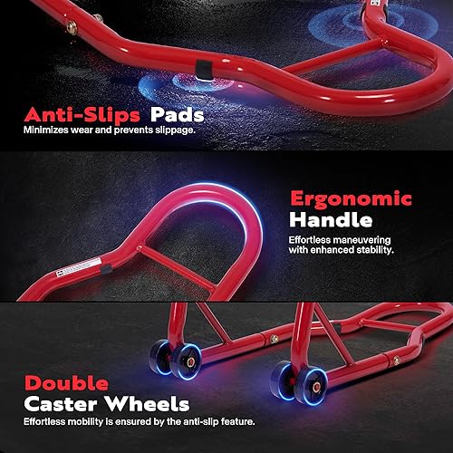 Miniatura 4 de SPECSTAR Soporte universal de elevación de rueda trasera de motocicleta resistente para bicicleta deportiva Swingarm Spool Paddock Stand Combo para