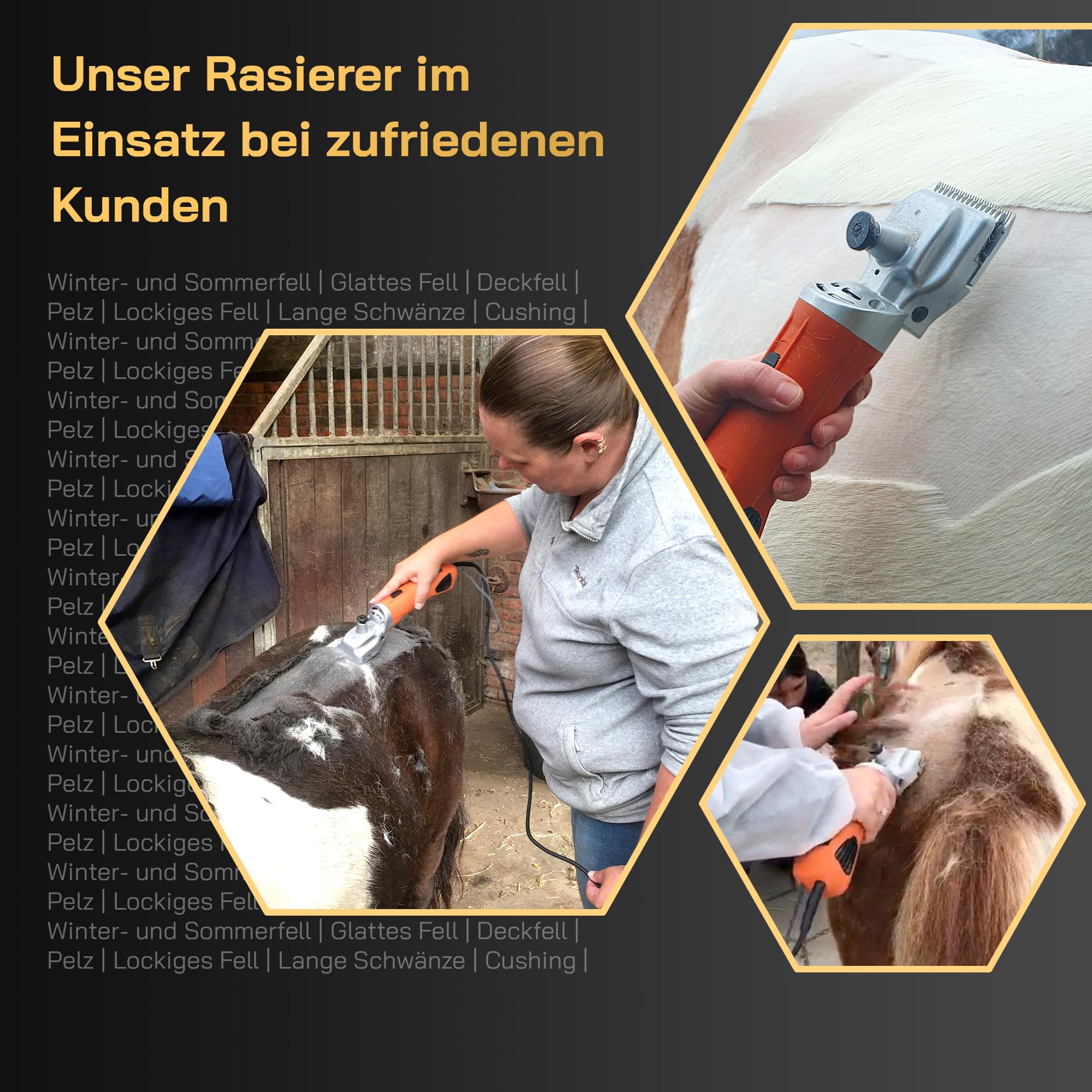 Pferdeschermaschine - Mit austauschbaren Klingen – Leise und vibrationsarm – Seelenfrieden für das Pferd – Geeignet für alle Fellarten und Körperteile – Wartungsfrei