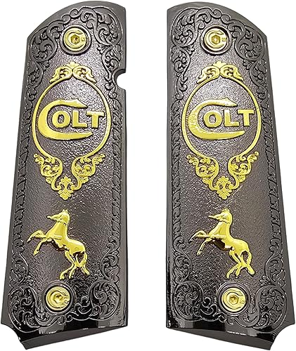 Tek_Tactical Nuevo COLT 1911 - Puños de tamaño completo, color negro y doradoF