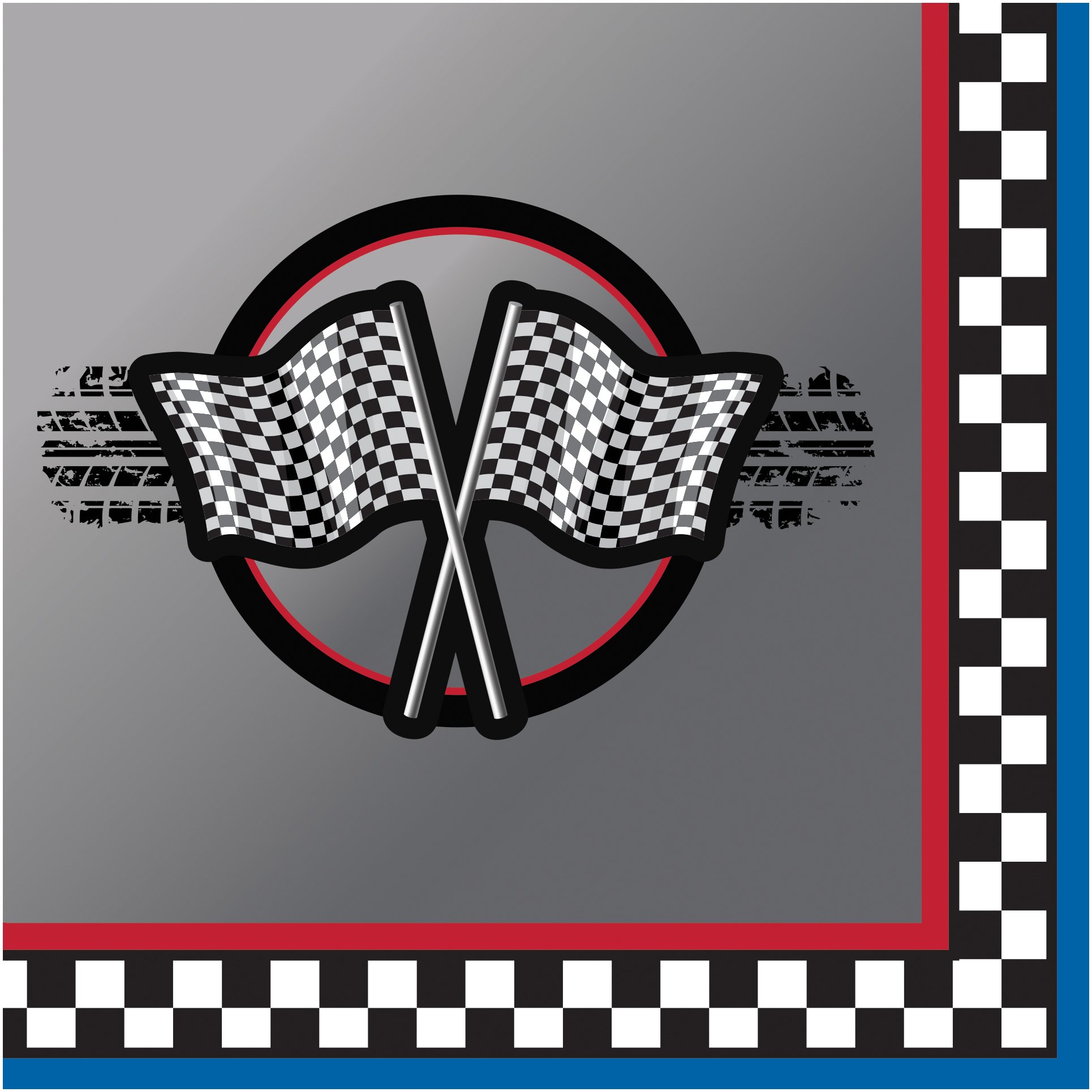 Creative Converting Racing Happy Birthday Beverage Napkin 16-Pieces, Multicolour