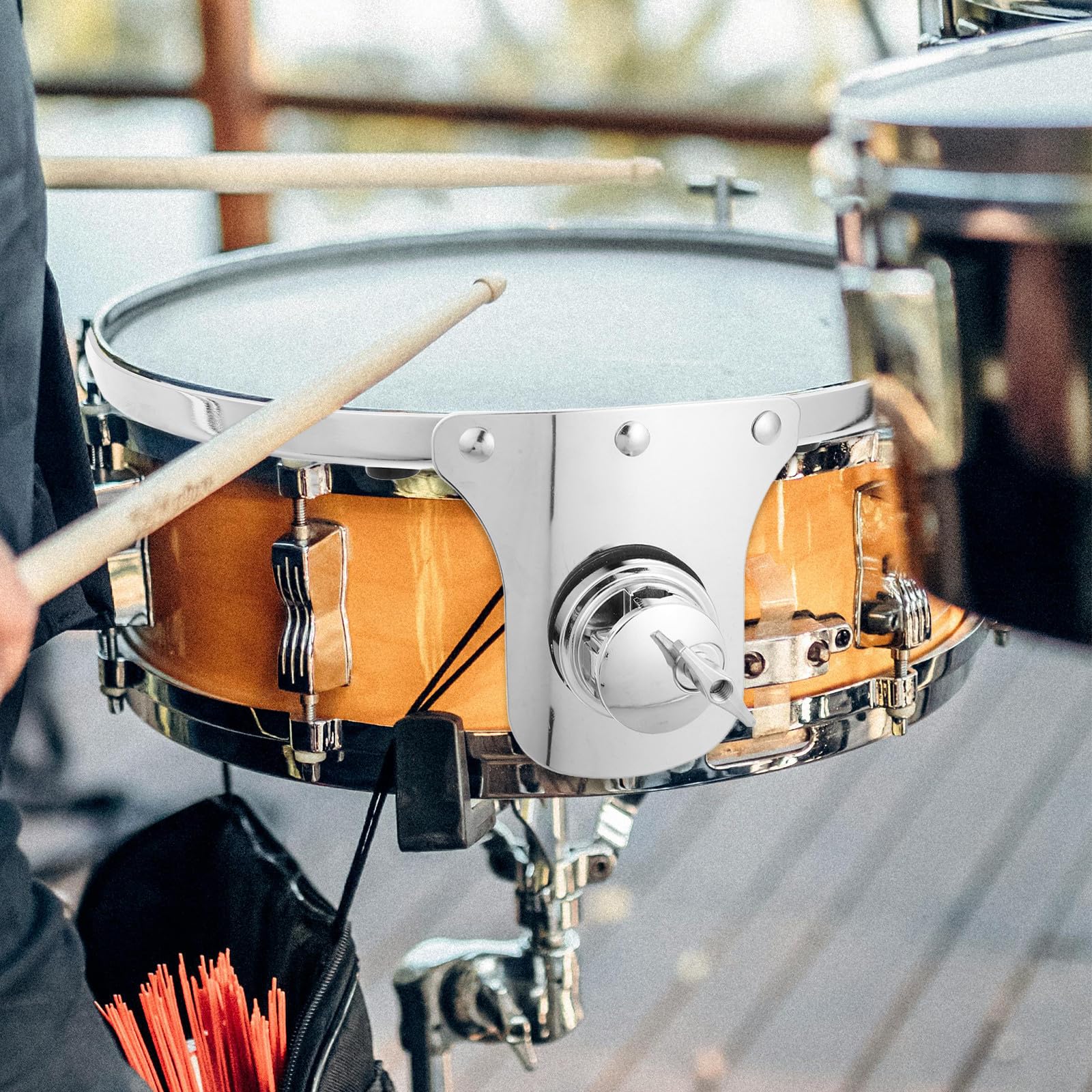 Cabilock Soporte Metálico para Batería de Percusión con Base de Tornillo, Resistente y Antiruido, Tamaño 10 Pulgadas, Adecuado para Presentaciones y Escenario