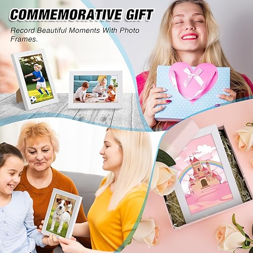 Miniatura 6 de Roowest Juego de 24 marcos de fotos de madera a granel con hoja acrílica, marcos de fotos pequeños con clavos invisibles y ganchos en S para pared y