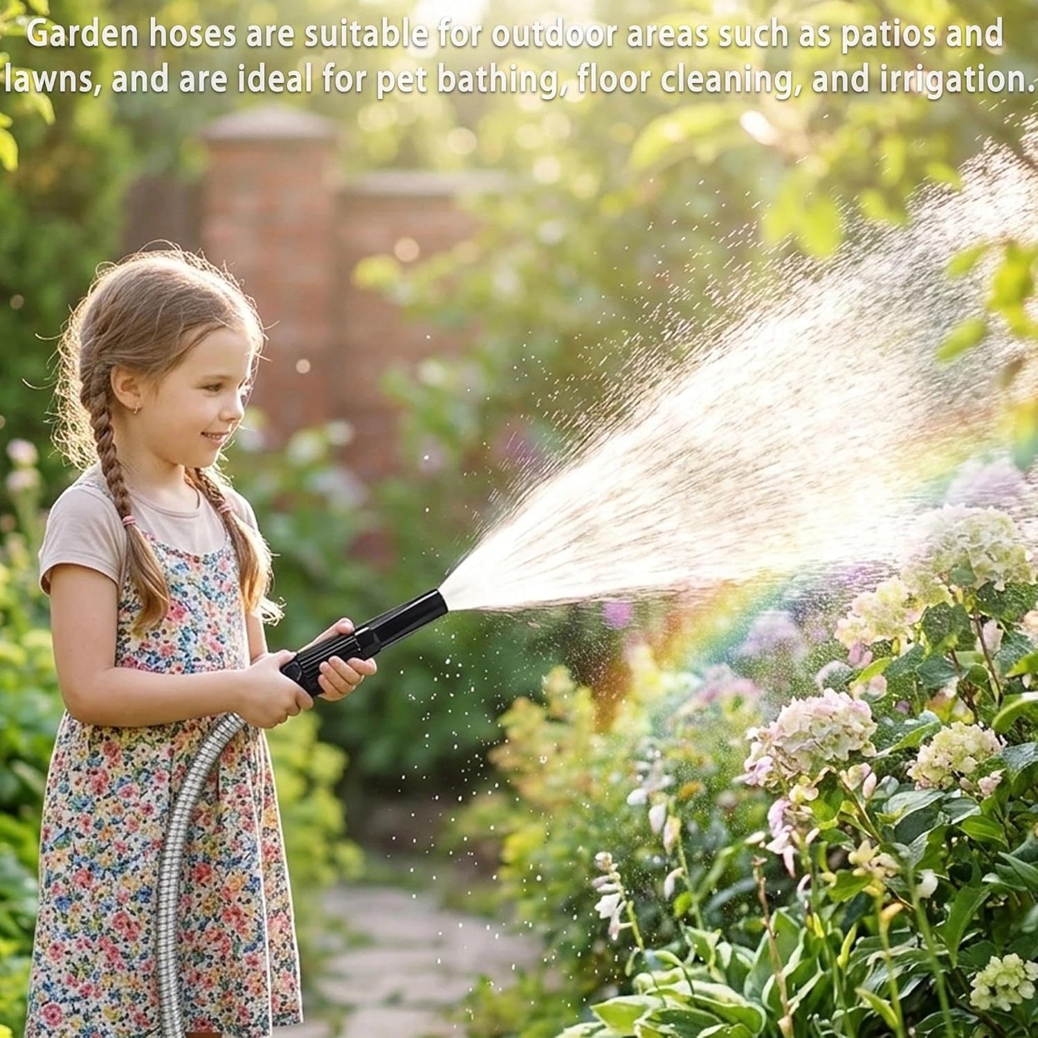 75ft Stainless Steel Garden Hose with 2 Nozzle Flexible Water Hose Lightweight Portable Tangle Free Metal Pipe for Patio Lawn Outdoor Heavy Duty Watering Water Pipe