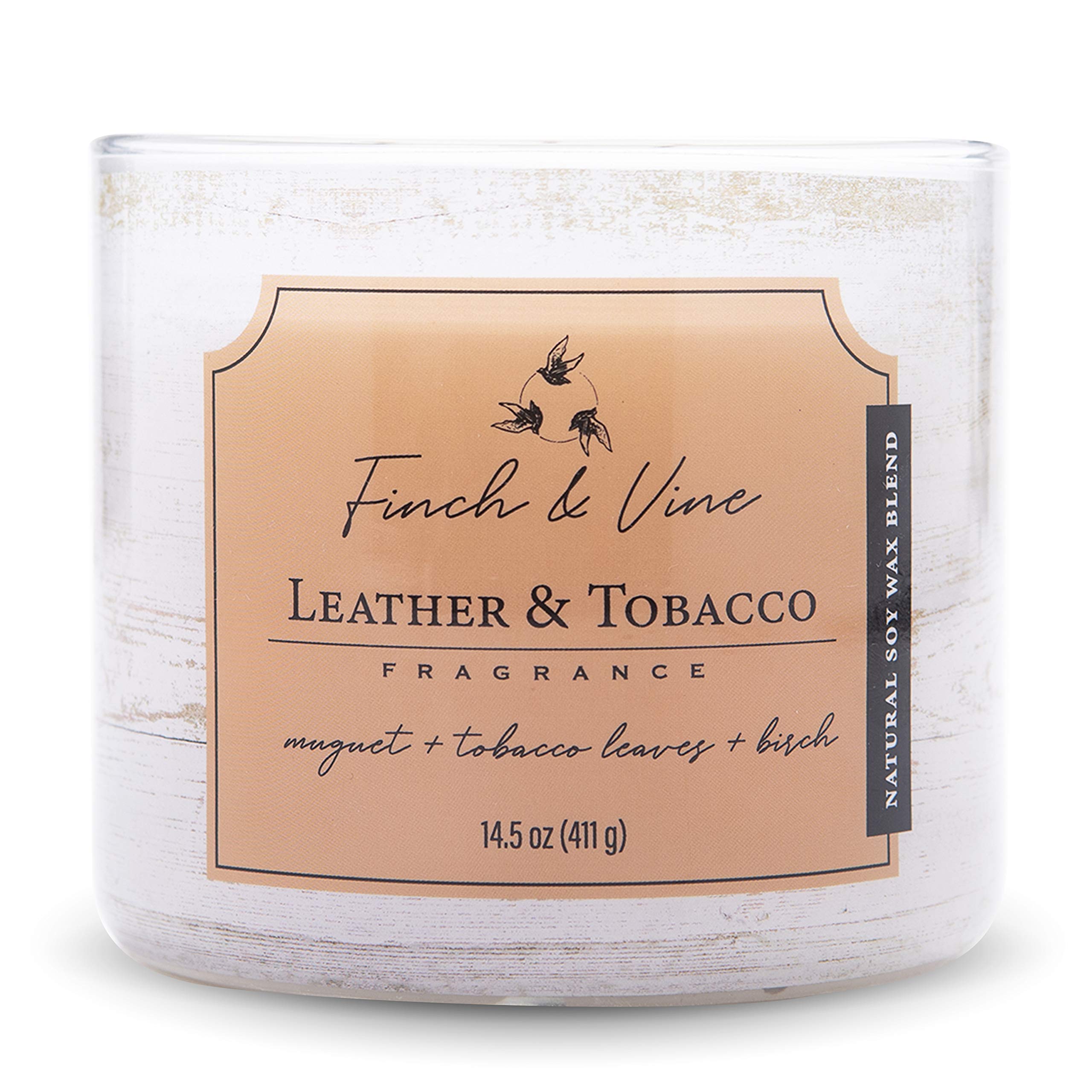 hearth and hand leather and tobacco candle Amazon.com: Carolina Candle Leather & Tobacco Scented Jar Candle, Finch &  Vine Collection, 3 Wick, 14.5 oz