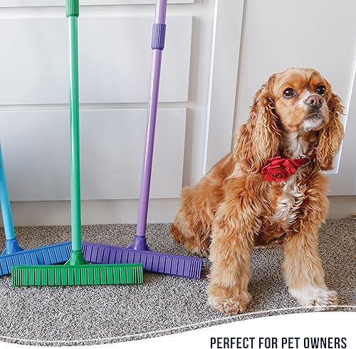 Miniatura 7 de Don Aslett Juego de escoba de goma (12 pulgadas) y cepillo de mano (10 pulgadas), poste de acero de 59 pulgadas, cerdas de goma sintética multiusos