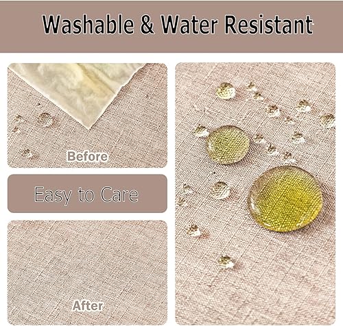 Miniatura 3 de AUSSPVOCT Mantel rectangular de lino texturizado de 60x104, resistente al agua, a prueba de derrames, limpiable, color beige, sin arrugas, para mesa