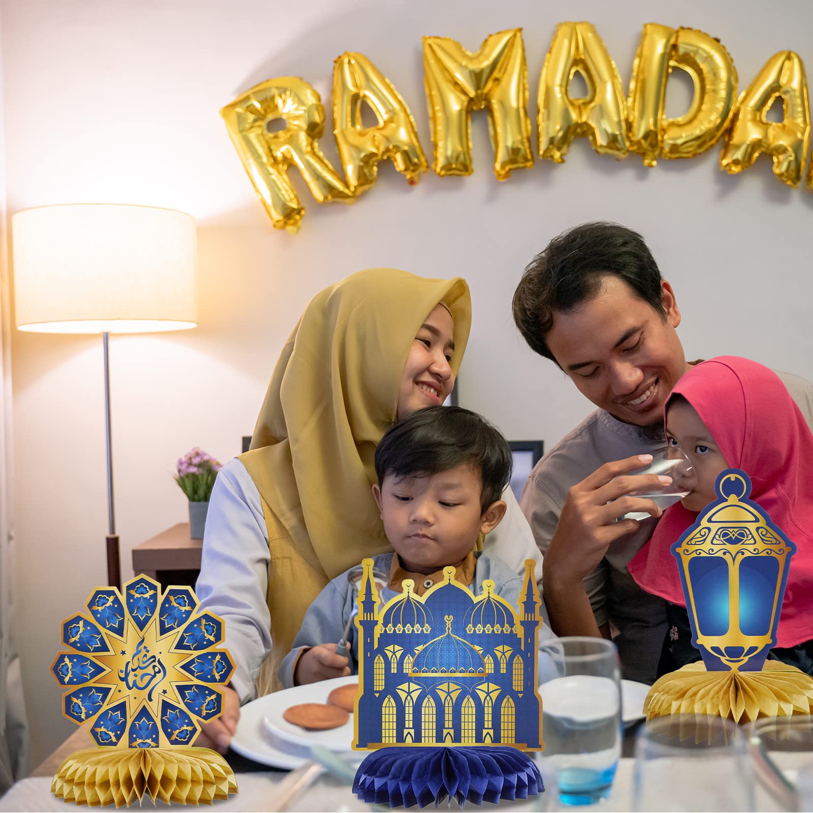 Décorations de Ramadan Eid Mubarak pour maison, support de Table en bois, pendentif de lune