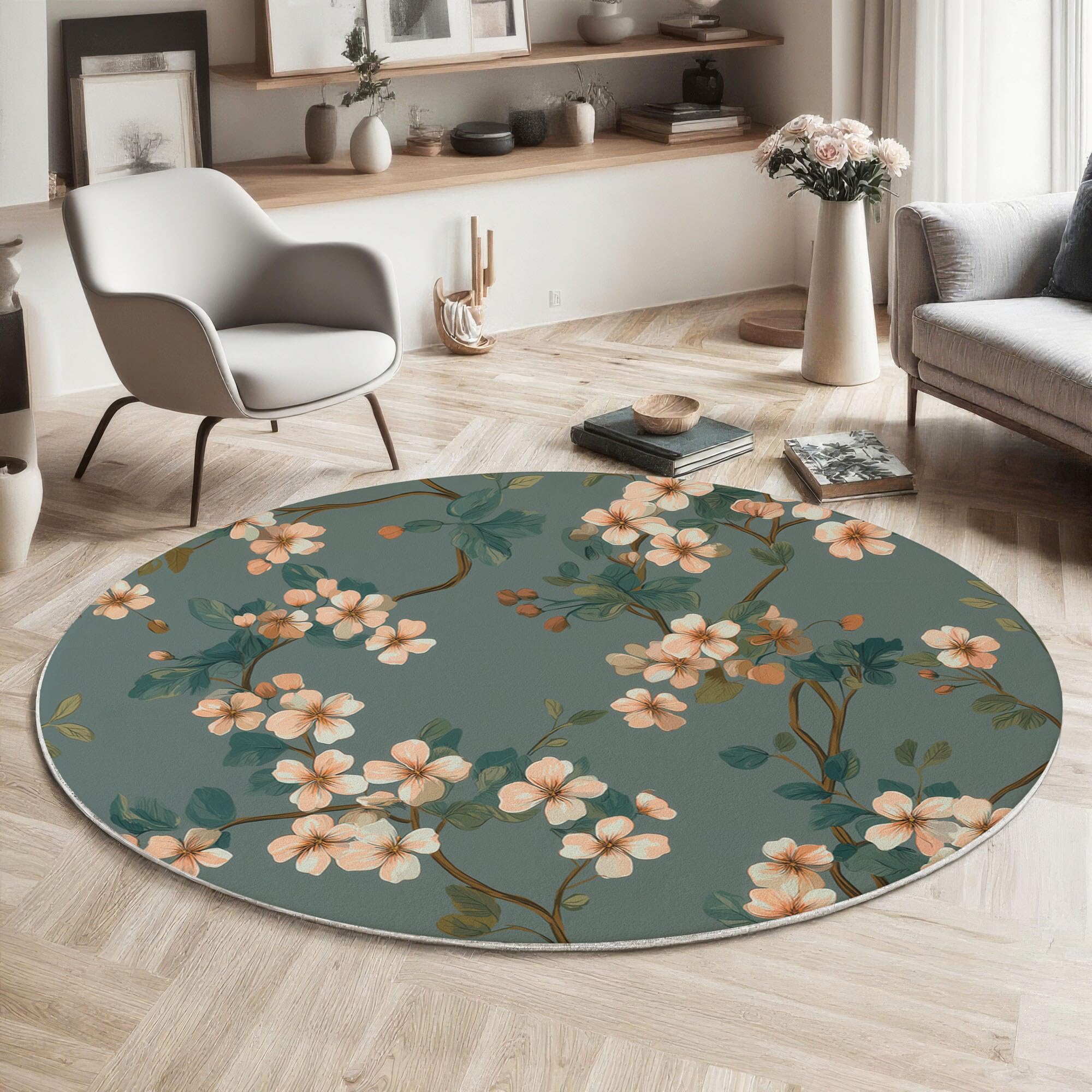 Tapis de salon vert foncé 100cm pour un coin canapé chaleureux