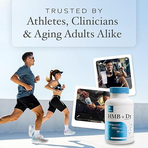 Miniatura 5 de Suplemento de HMB y vitamina D3, fórmula patentada de 1,500 mg con dosis clínica, conserva el músculo magro con un rendimiento sin edad, cápsulas de