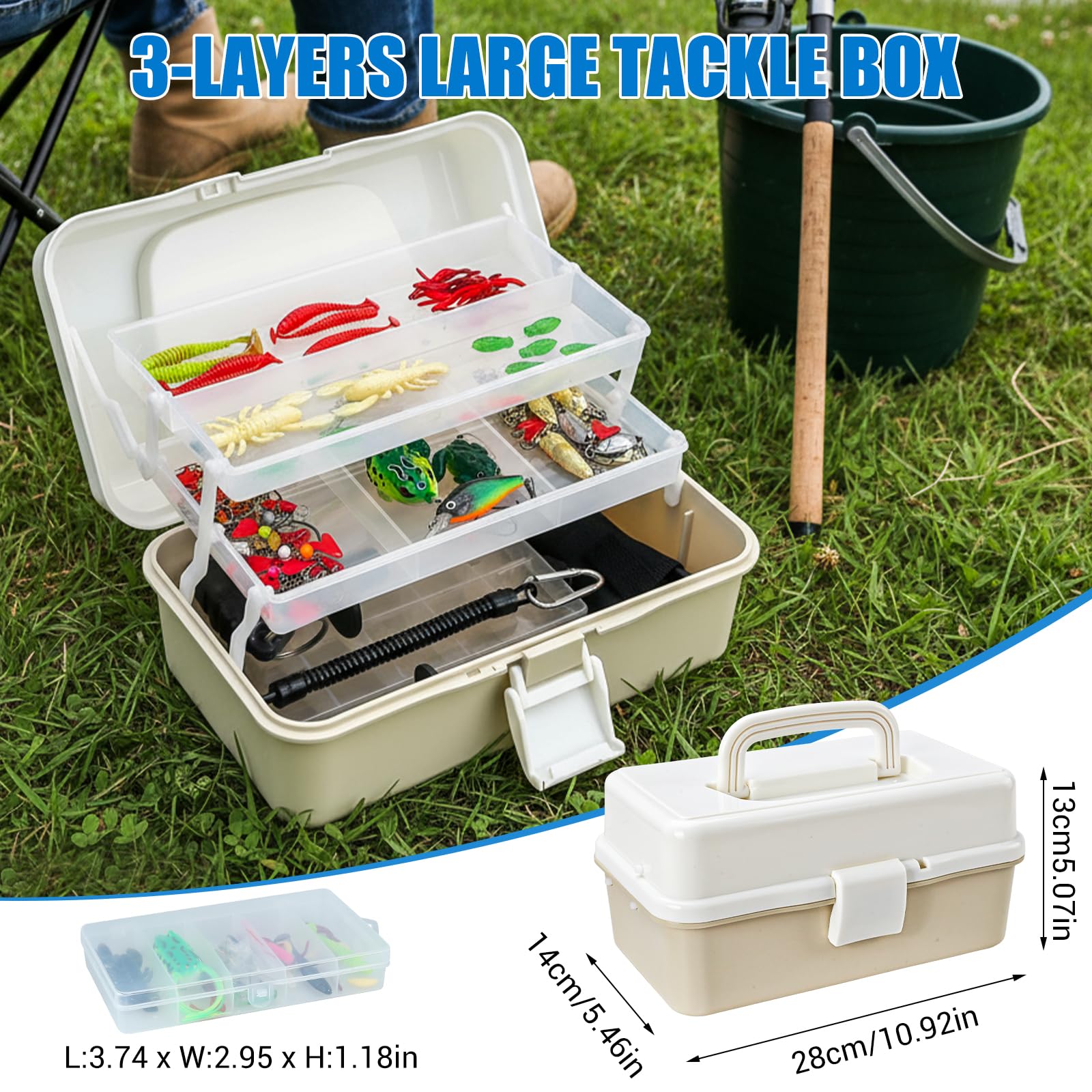 Juego de maletín de pesca, caja de pesca con clips para labios, removedor de ganchos, cebo para trucha, cebo de perca, equipo de pesca para adultos, principiantes, regalo de pesca para hombres para