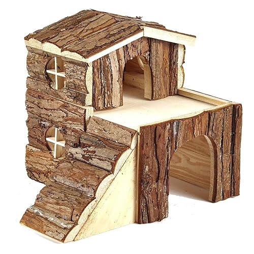 Pet Ting Natural Dwarf Rabbit & Rat House Home Wooden Bed Den Hideout Chinchilla Degu