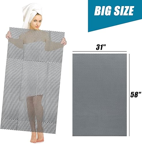 Miniatura 5 de MINUPWELL Tapete de ducha extra grande para ducha interior, 58 x 31 pulgadas, antideslizante, de secado rápido, tapete de baño de PVC suave, tapete