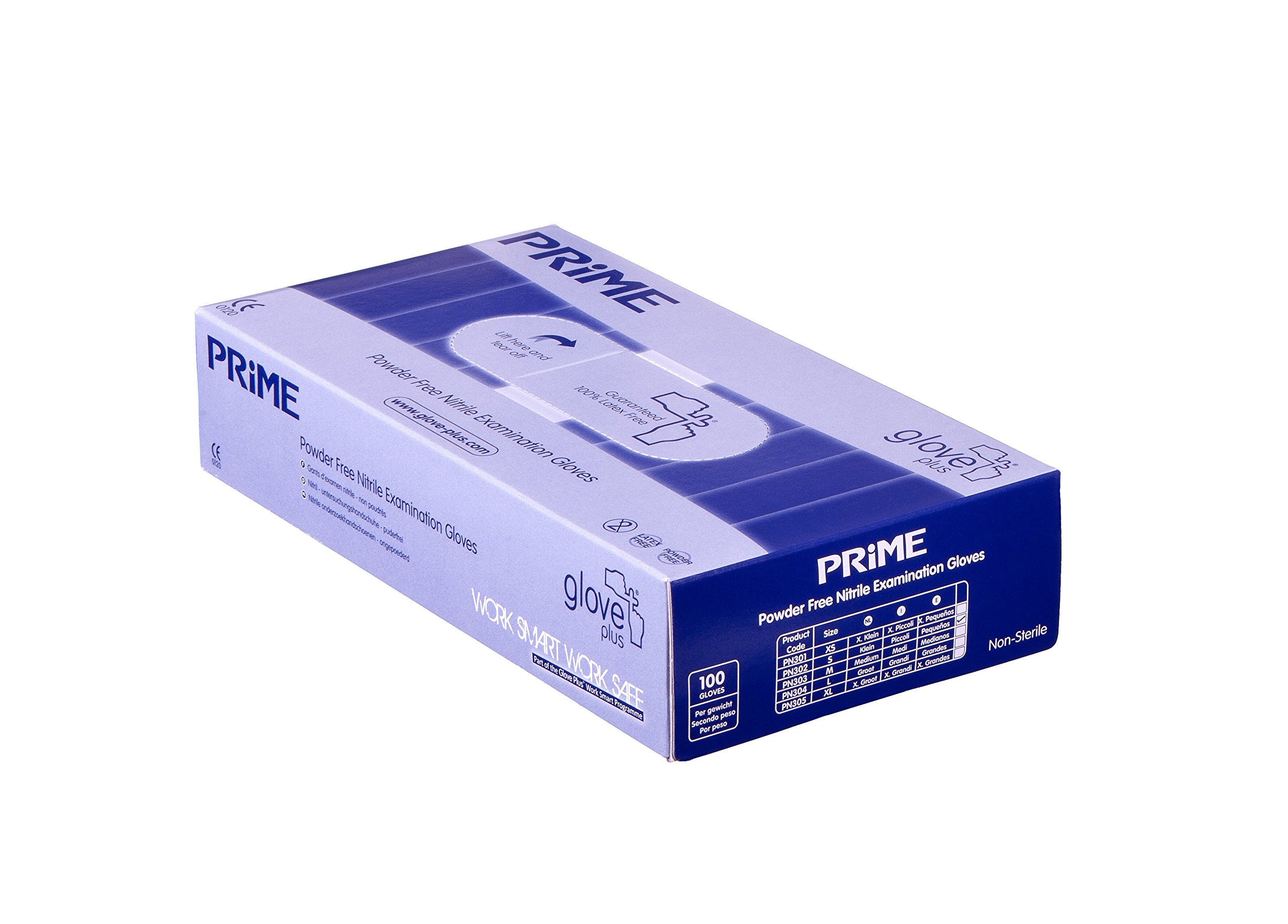 Glove Plus Prime Prime Powder Free Nitrile Examination 100 Gloves, Medium,  Blue